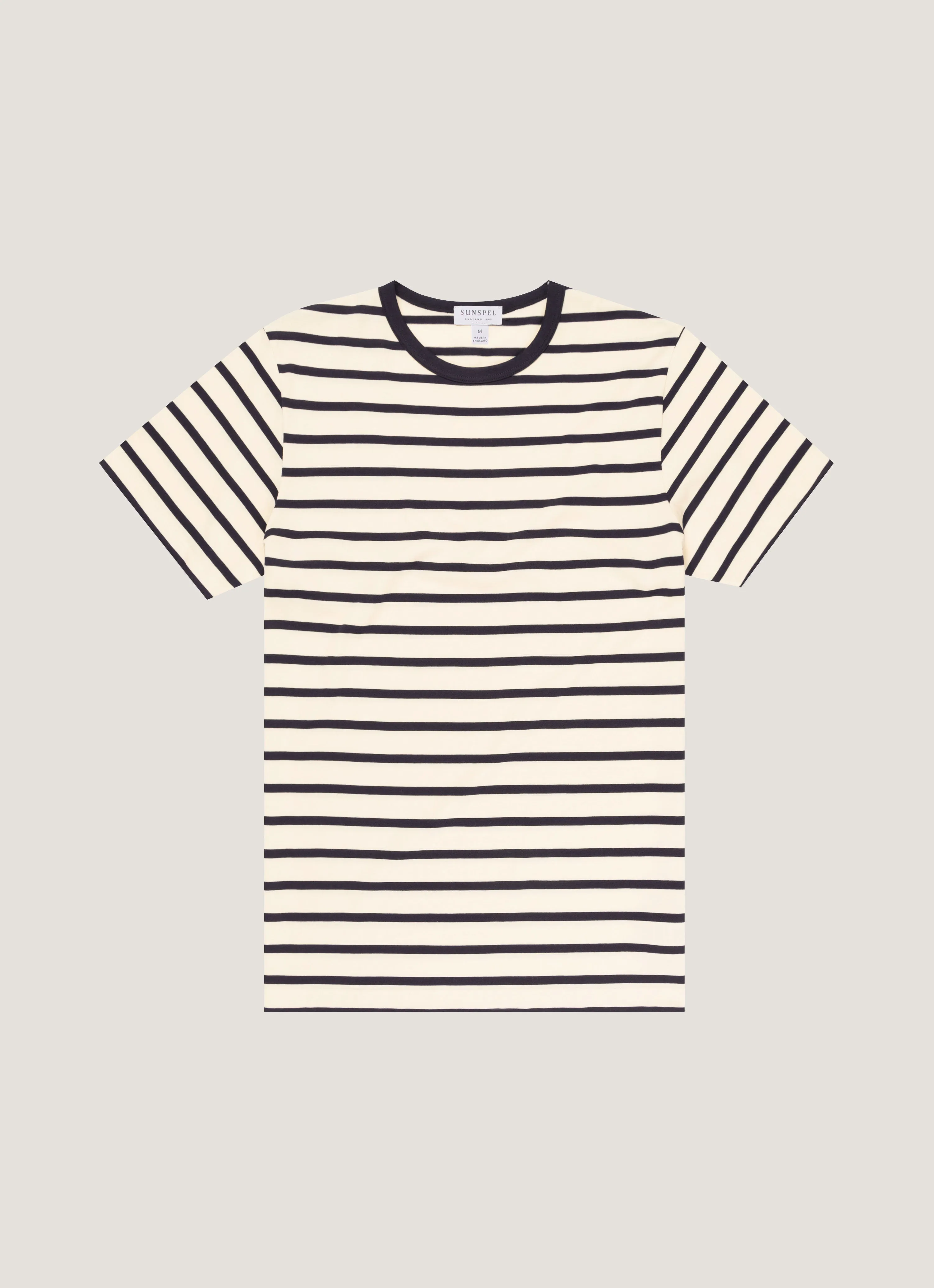 Relaxed Vibe Men's Classic T-shirt in Ecru/Navy Breton Stripe