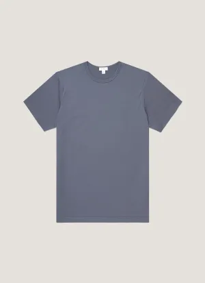 Men's Classic T-shirt in Slate Blue Embroidered