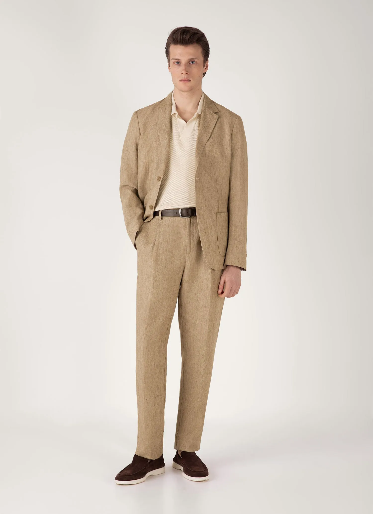 Men's Compact Mesh Knit Polo Shirt in Ecru SheerWeight Knit