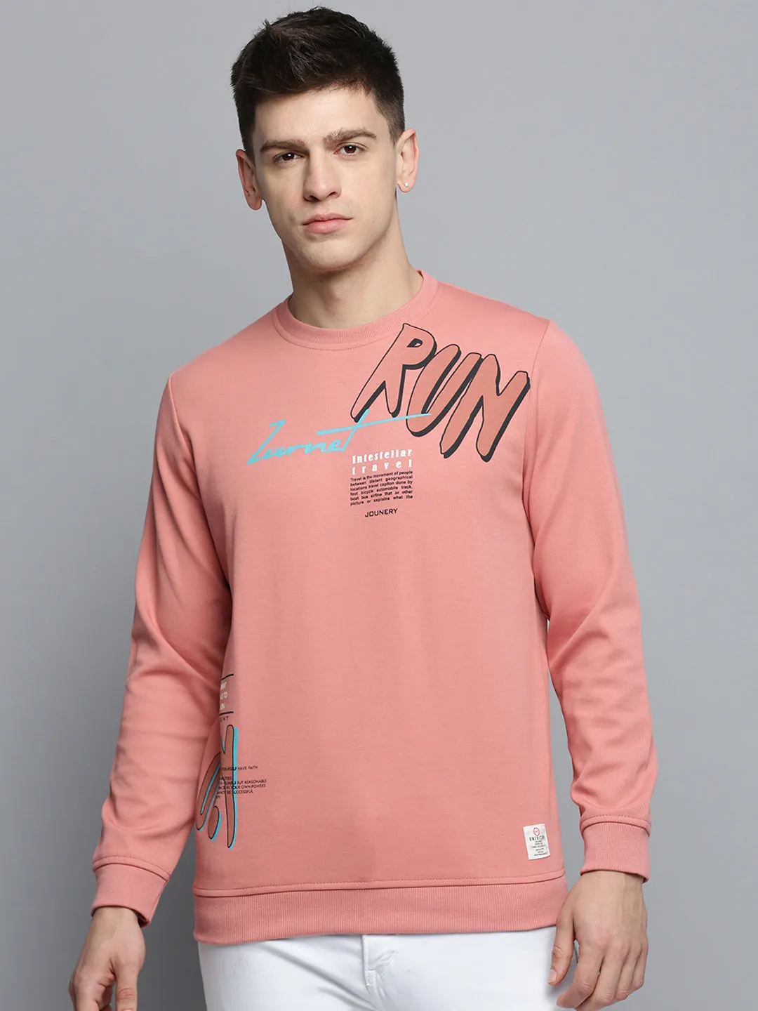 Men's Coral Printed Casual Sweatshirt product tassel movement