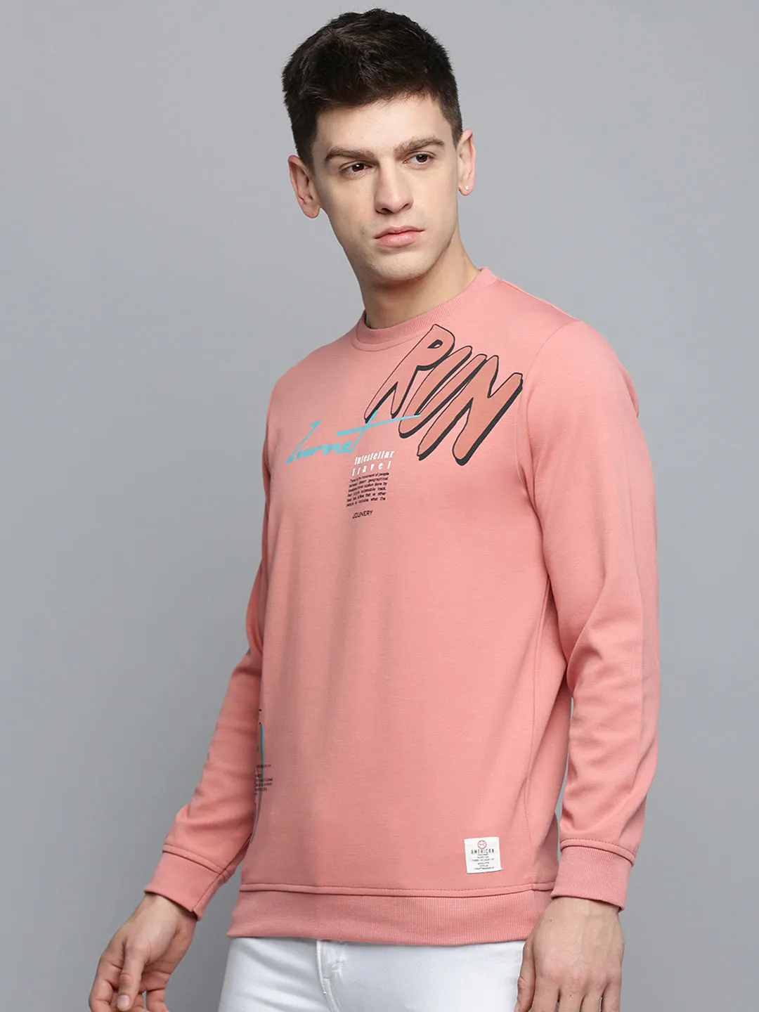 Striped Modern Minimal Men's Coral Printed Casual Sweatshirt