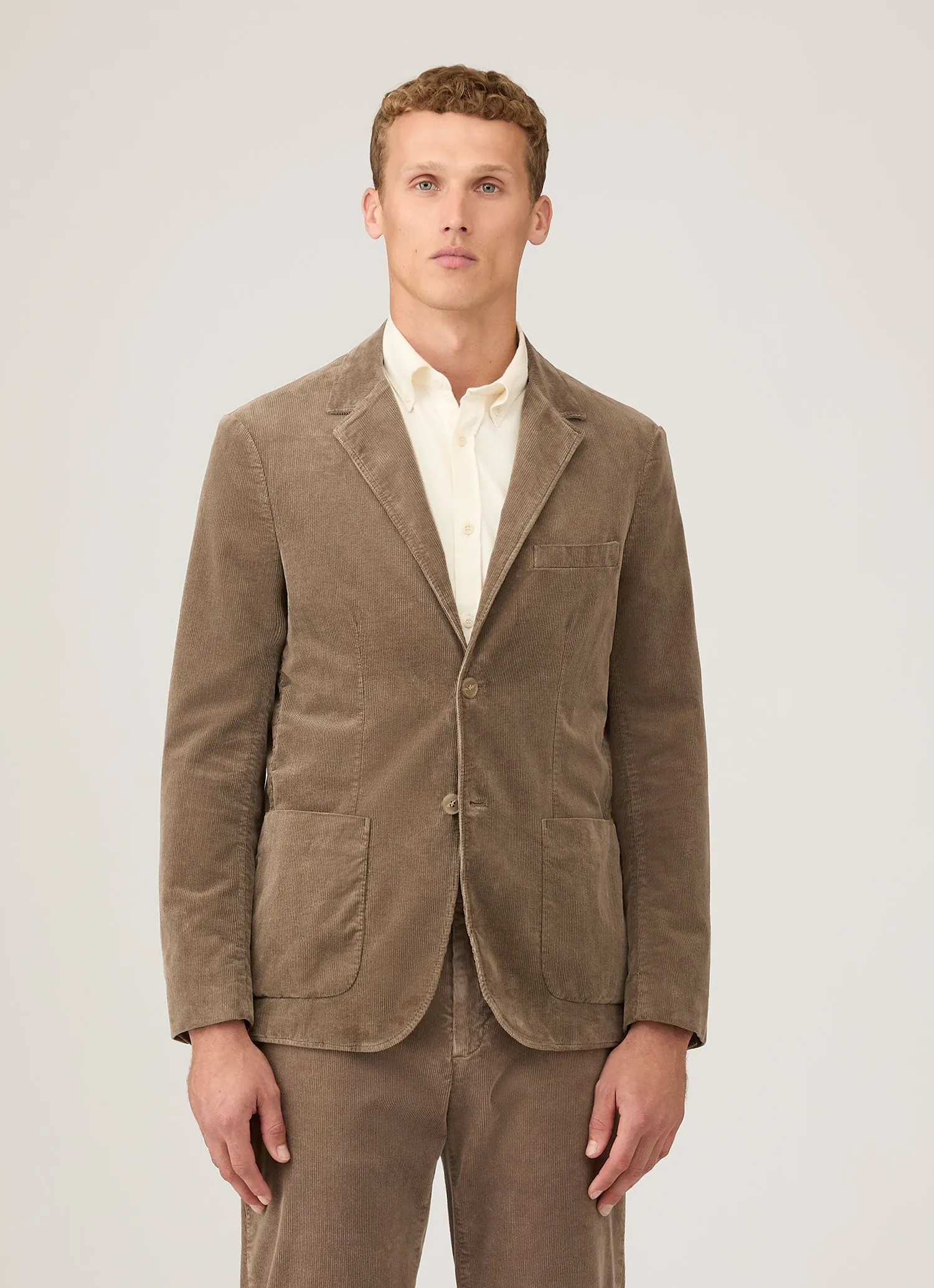 Men's Corduroy Blazer in Bark Breathable Layer Oversized Fit