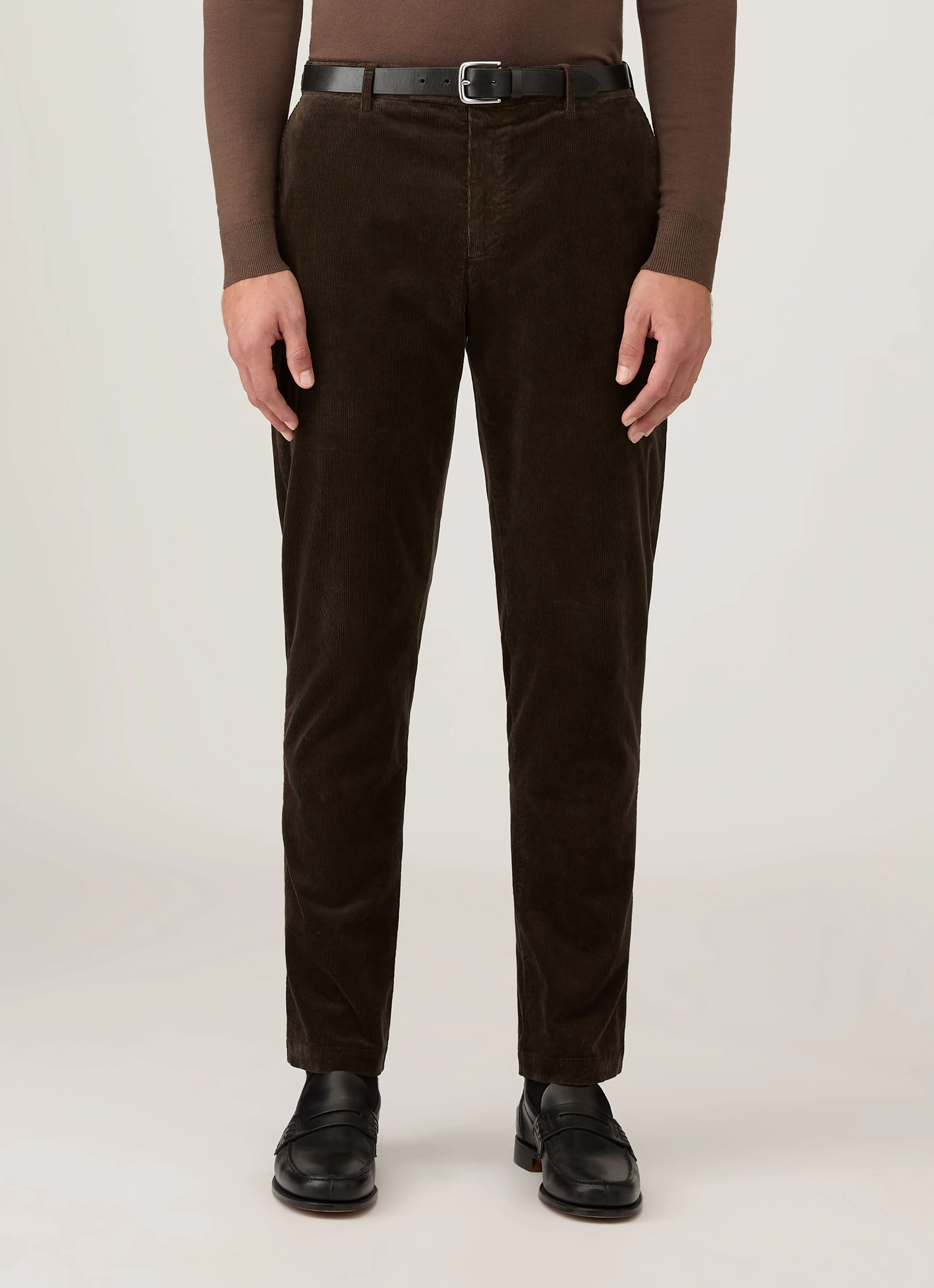 Men's Corduroy Trouser in Coffee Tapered leg Functional Waist