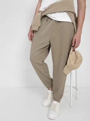 Versatile Layer Ready For Action Men's Cotton Beige Relaxed Fit Joggers