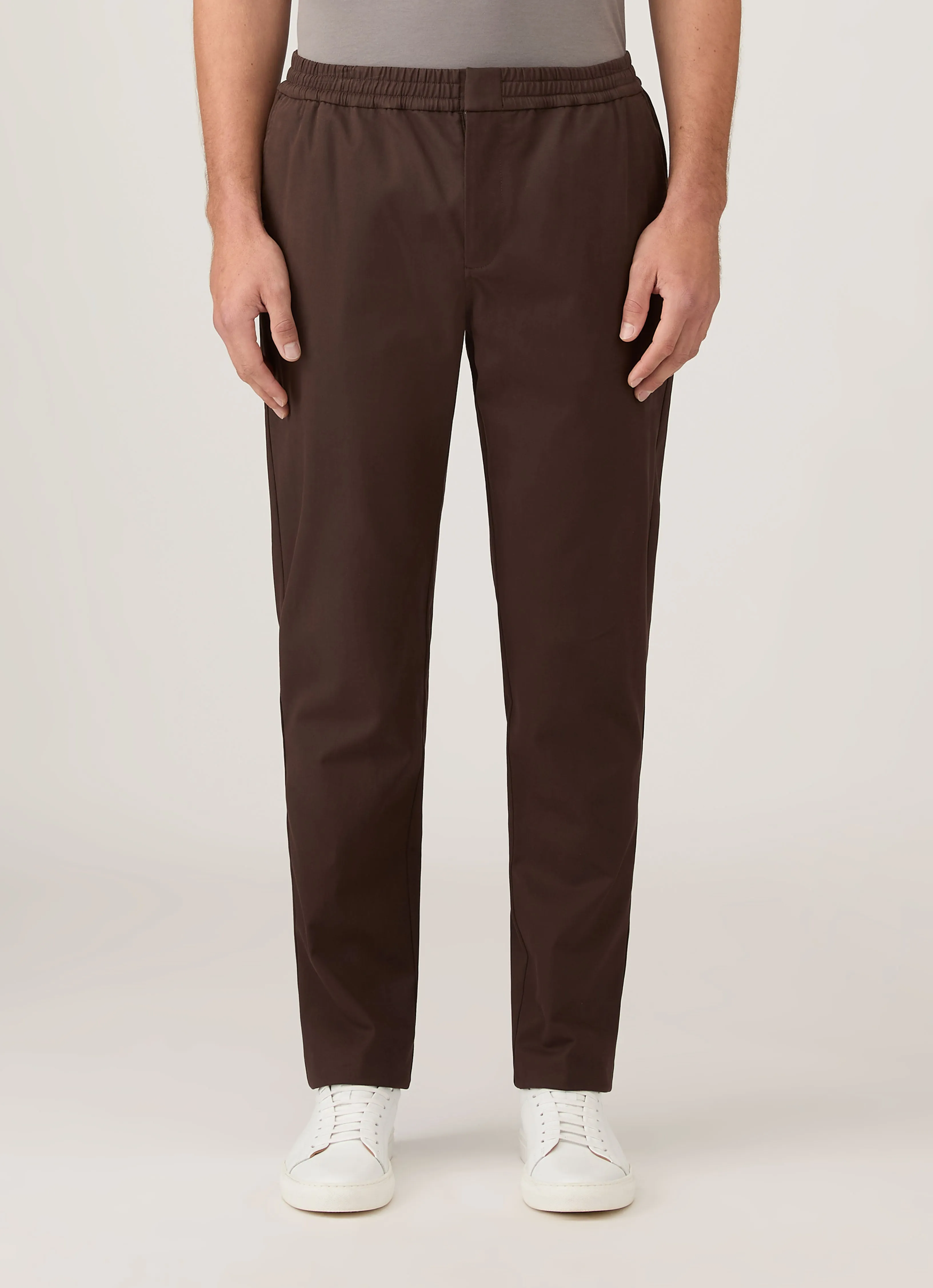 Relaxed Design Street Ready Men's Cotton Cashmere Drawstring Trouser in Truffle