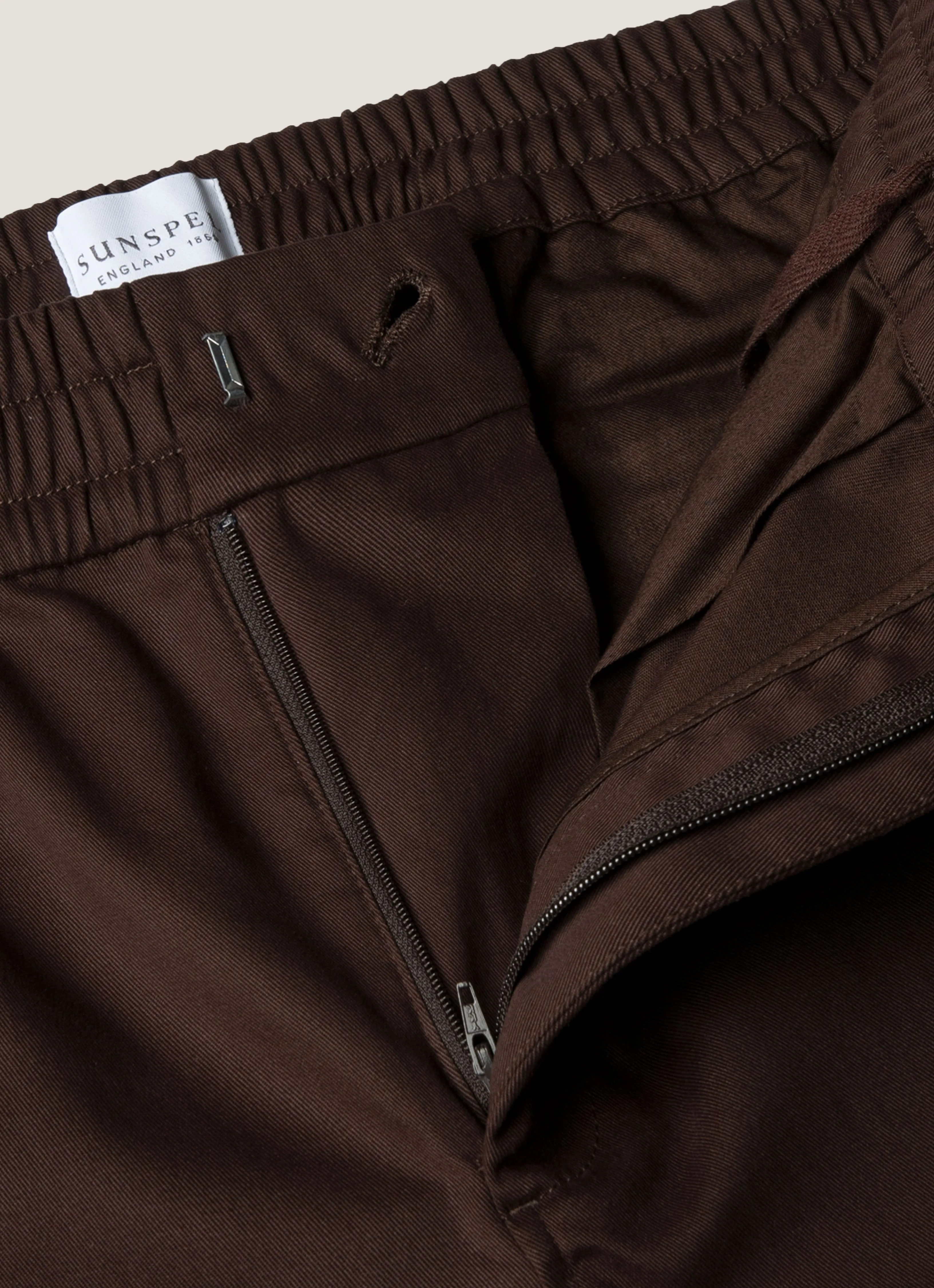 Men's Cotton Cashmere Drawstring Trouser in Truffle hypoallergenic SoftTouchFinish