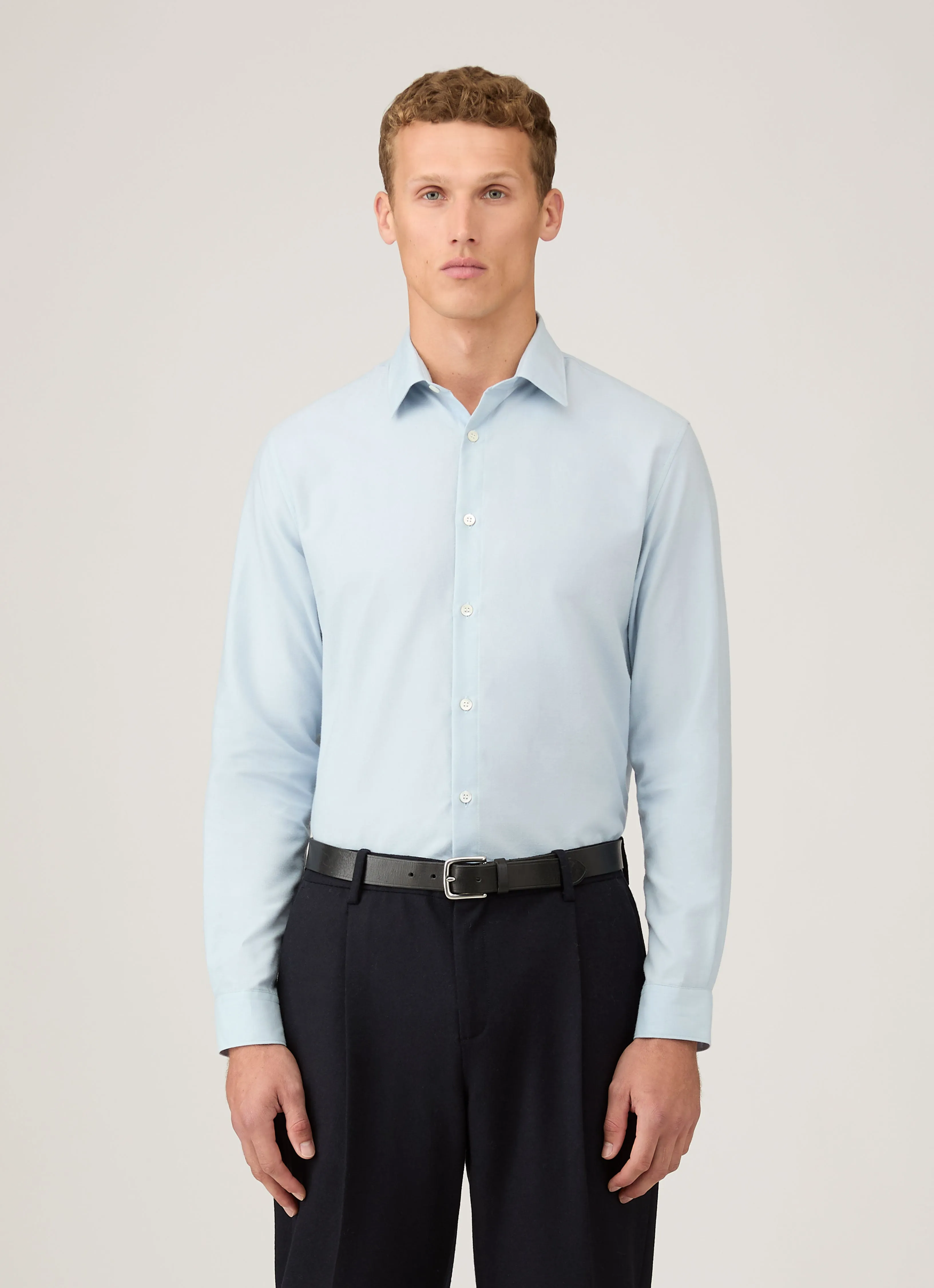 Men's Cotton Cashmere Shirt in Light Blue Eco friendly materials Skin Friendly Lining