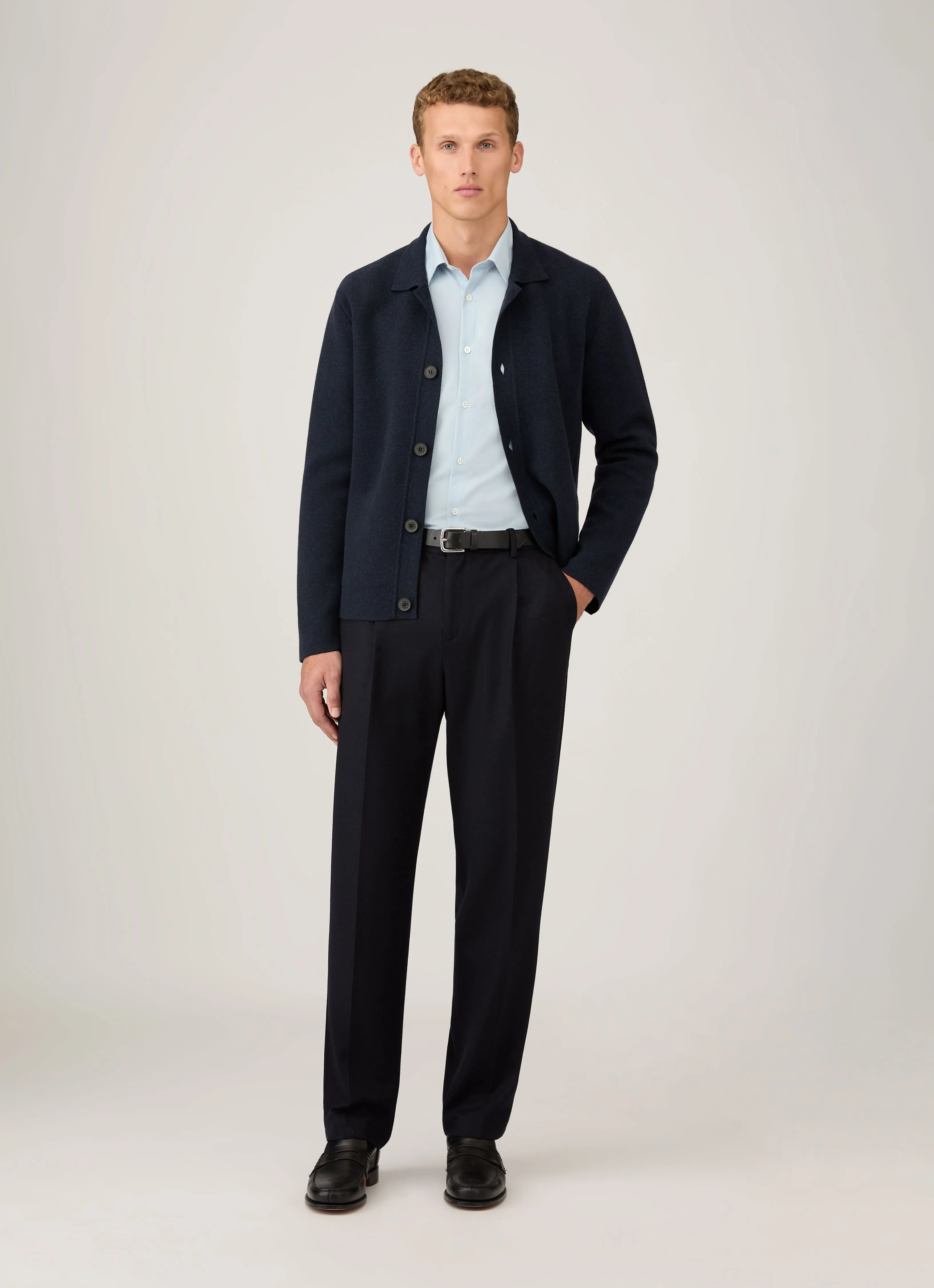 Soft Touch Fit Men's Cotton Cashmere Shirt in Light Blue