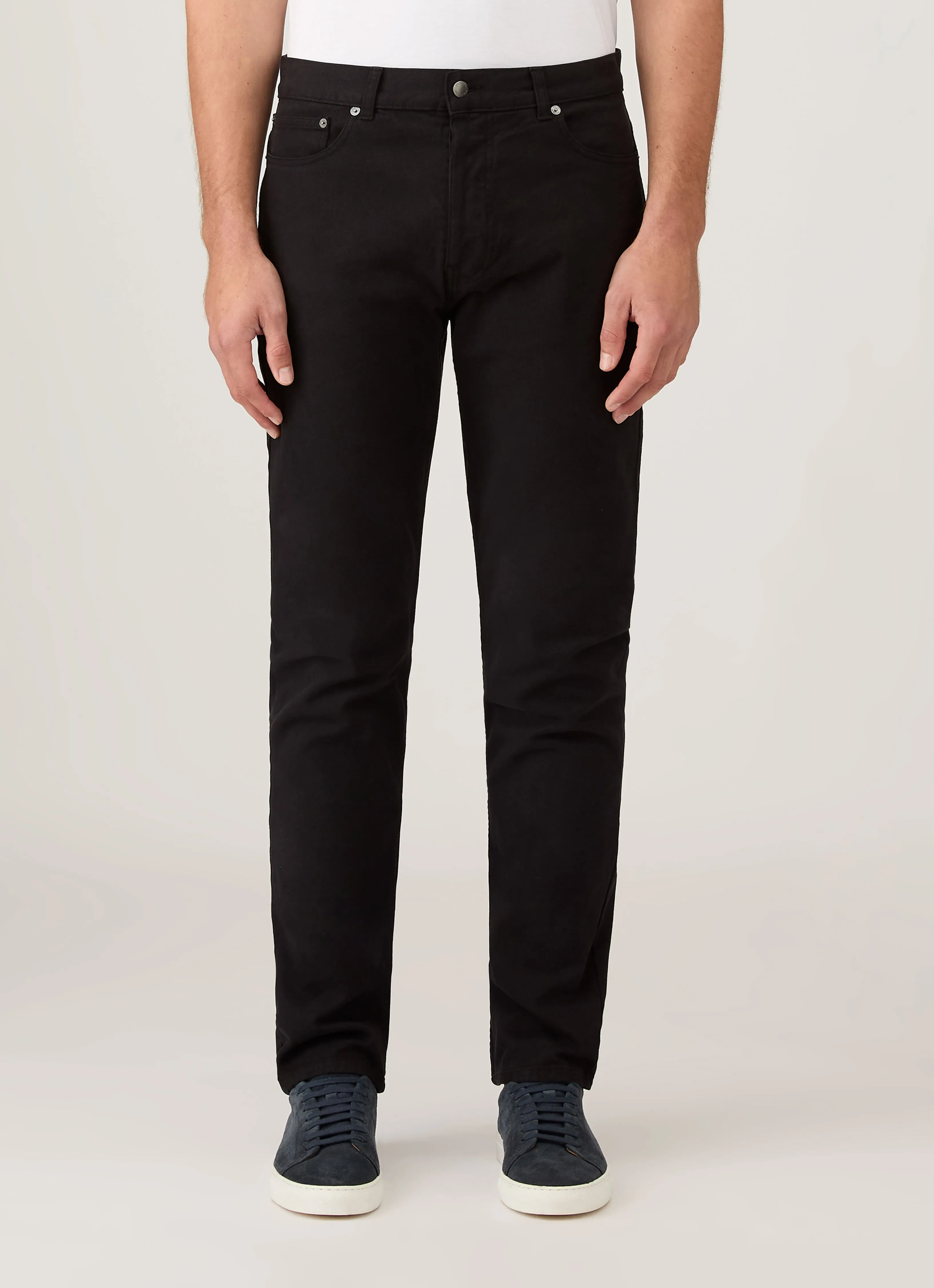 Men's Cotton Drill 5 Pocket Trouser in Black ArticulatedJoints Minimal Edge