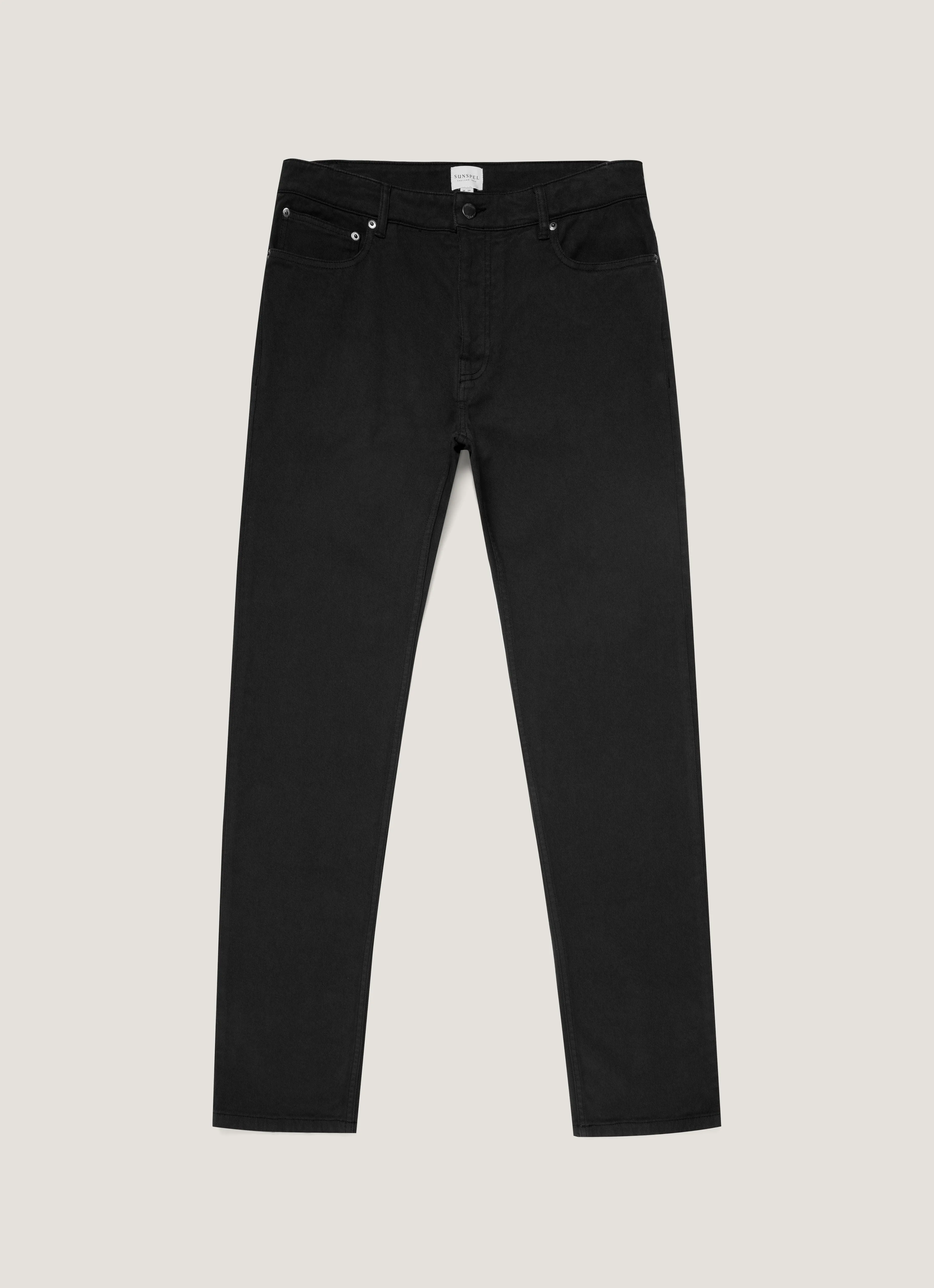 Men's Cotton Drill 5 Pocket Trouser in Black Soft Interior Chilly Day Layers