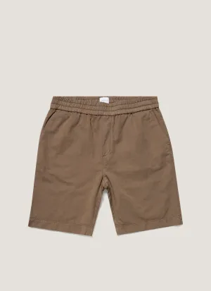 Men's Cotton Linen Drawstring Shorts in Dark Tan Anti Pilling Surface