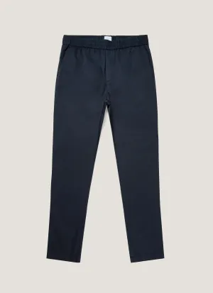 Men's Cotton Linen Drawstring Trouser in Navy Travel-Ready