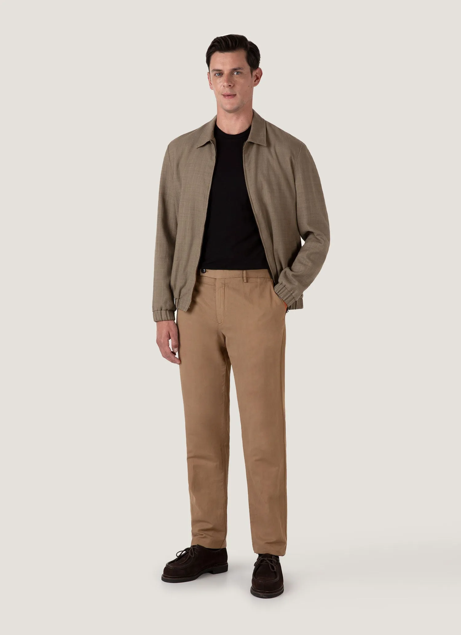 Men's Cotton Linen Trouser in Dark Tan Anti Pilling Textile Breathable Comfort Fit