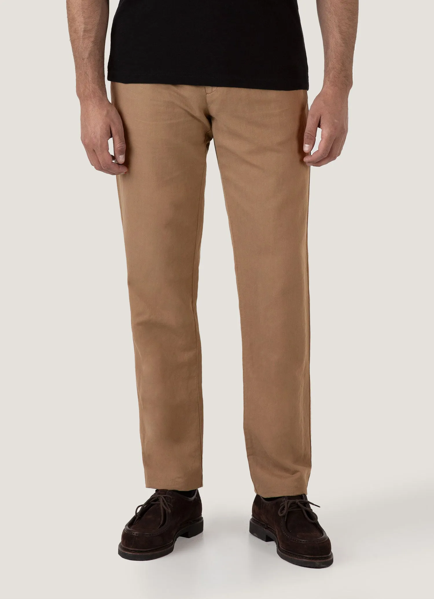Eco Friendly Material Cozy and Soft Men's Cotton Linen Trouser in Dark Tan