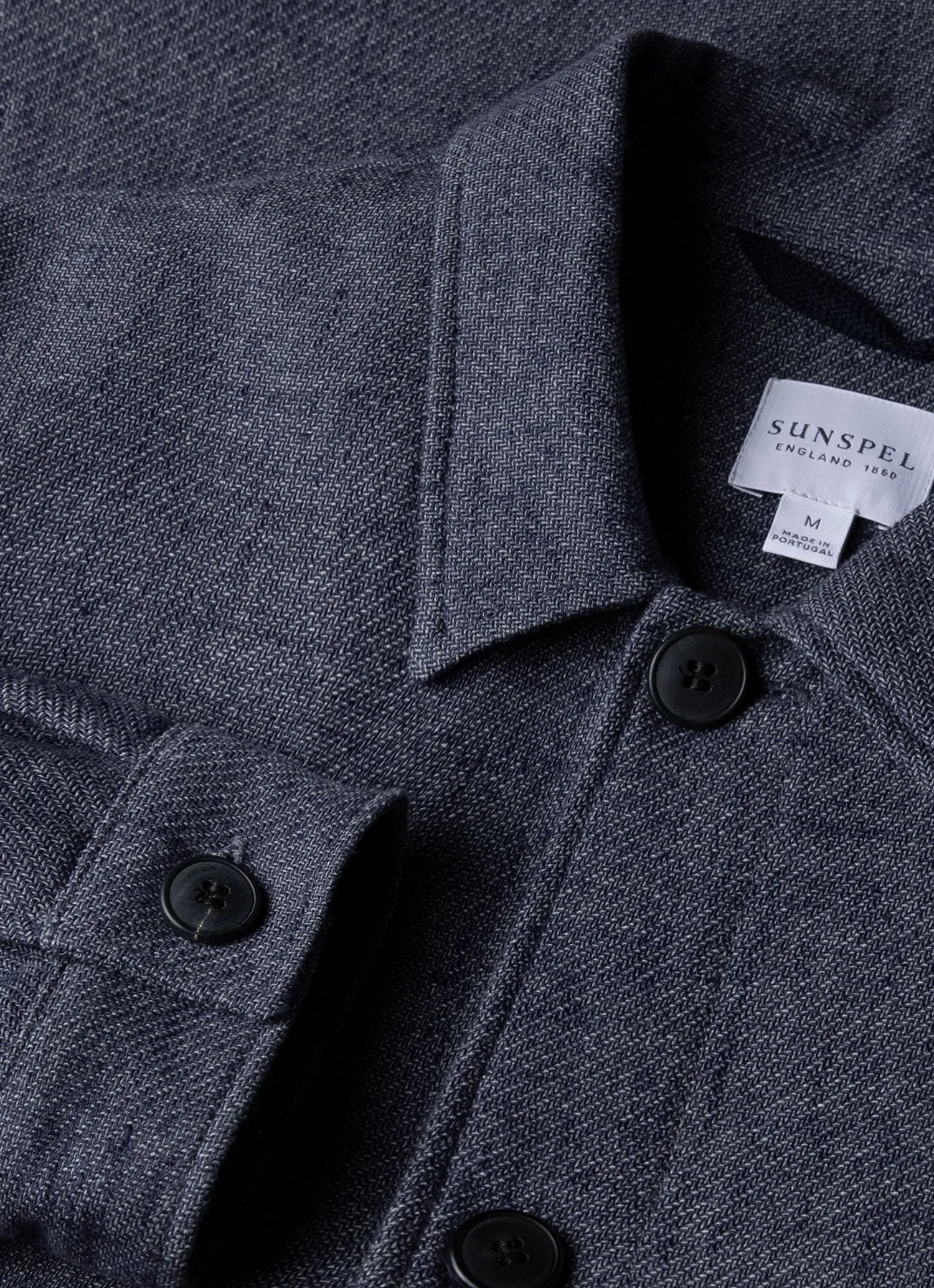 Modern Travel Look Softshell Construction Men's Cotton Linen Twill Twin Pocket Jacket in Denim Blue