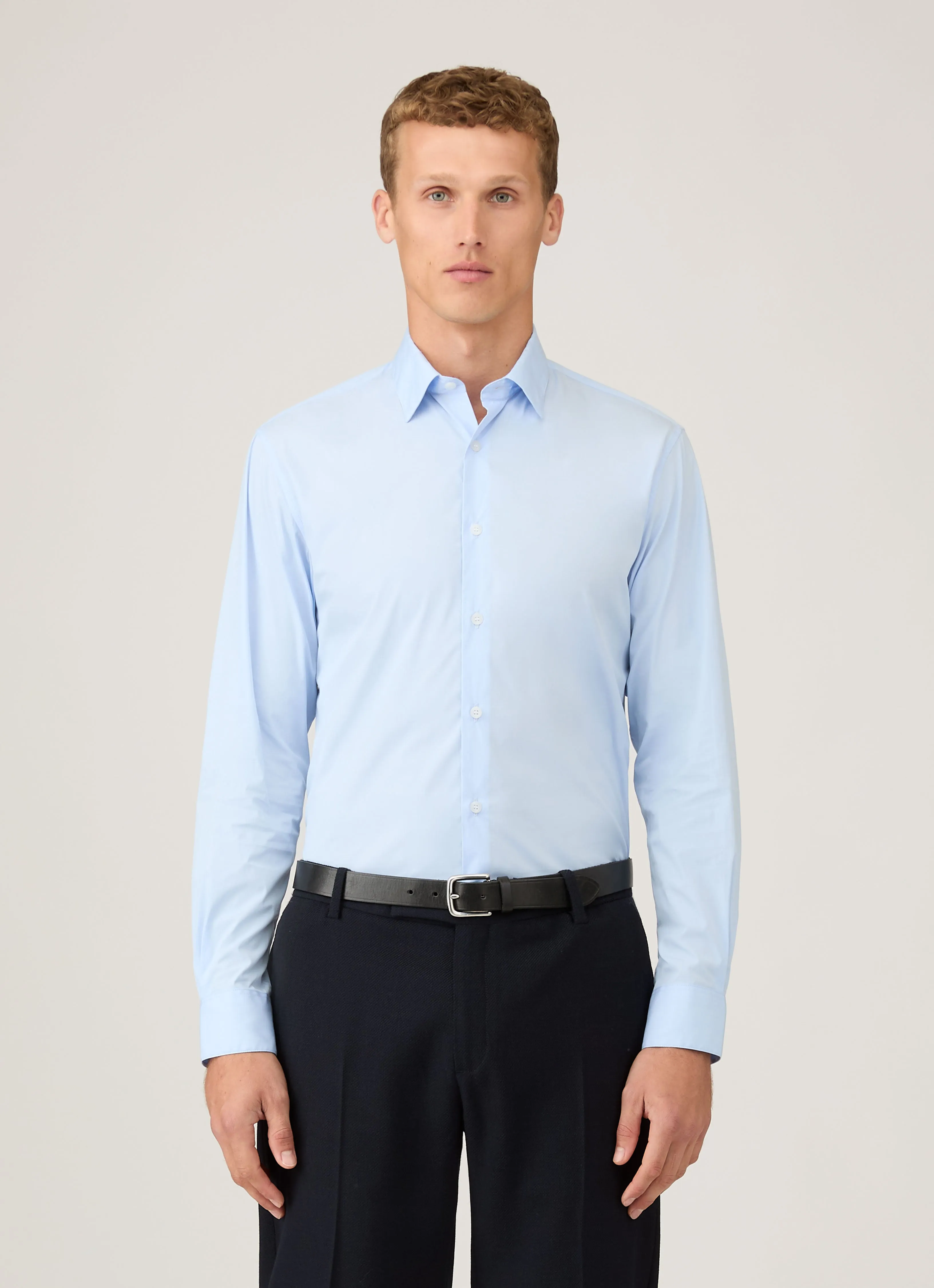 Men's Cotton Stretch Shirt in Light Blue Chic Wearable