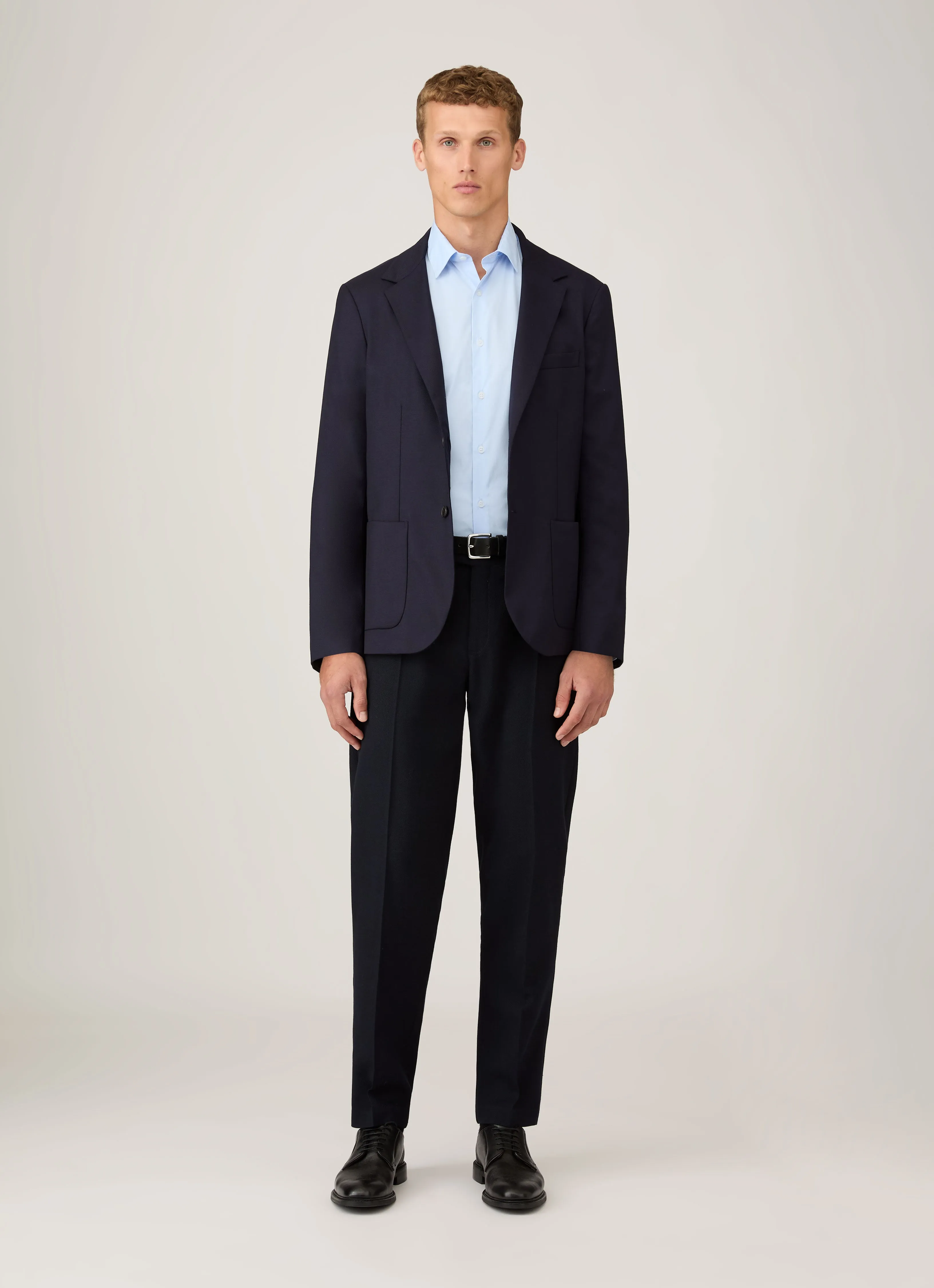 Men's Cotton Stretch Shirt in Light Blue Feminine Touch Soft Texture