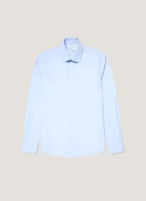 Low Impact Dye AntiStatic Properties Men's Cotton Stretch Shirt in Light Blue