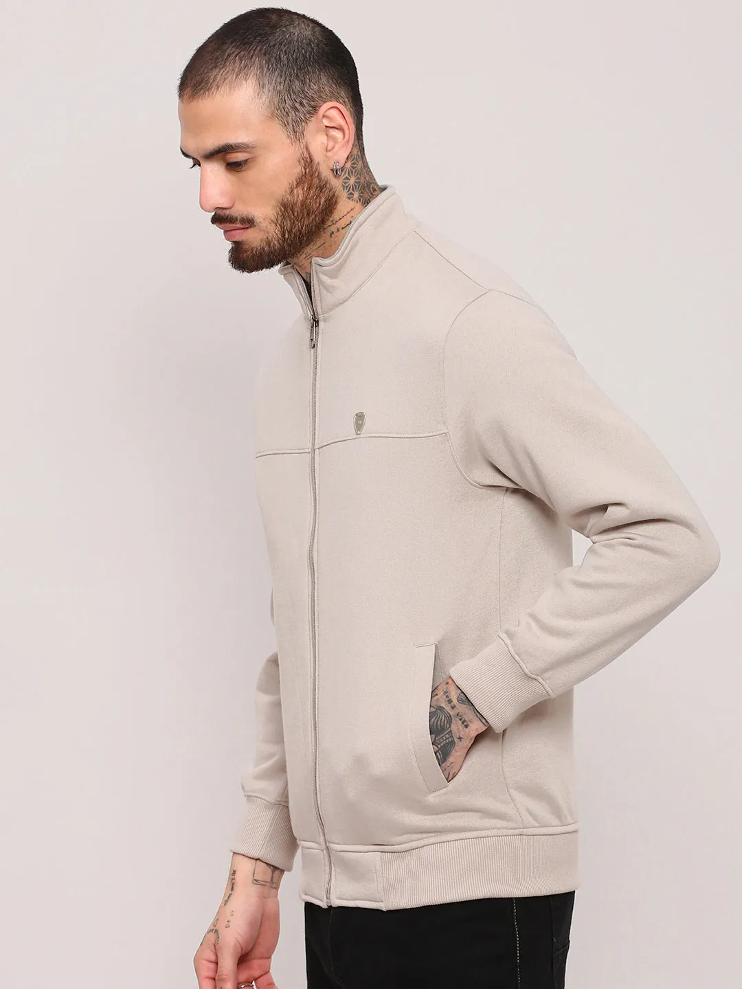 Men's Cream Solid Cotton Sweatshirt product family bonding product neutral versatility
