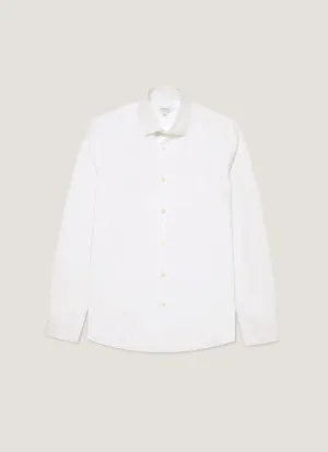 Geometric Pattern Men's Cutaway Collar Shirt in White