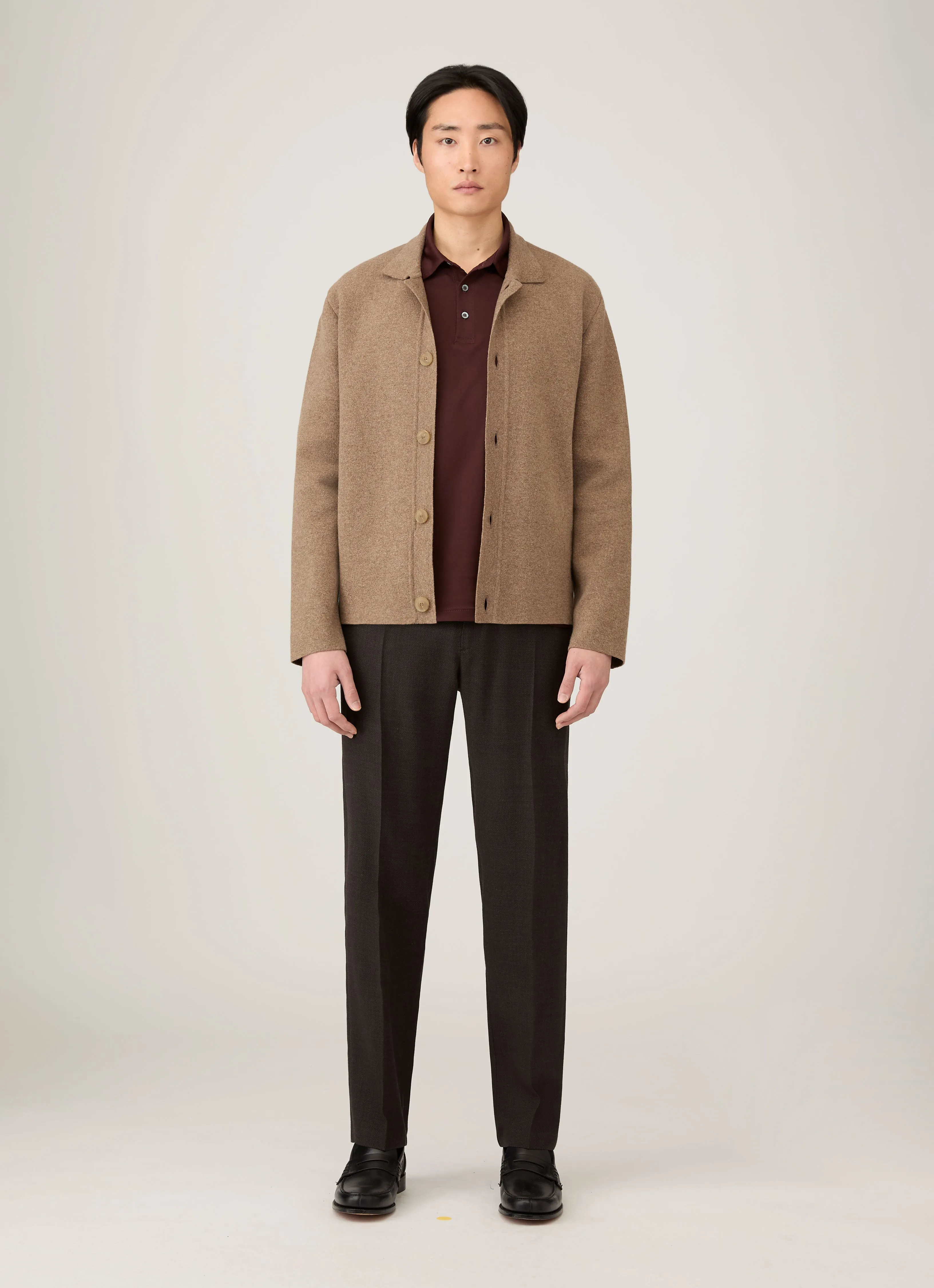 Men's Double Faced Jacket in Mink Contrast Trim Accent