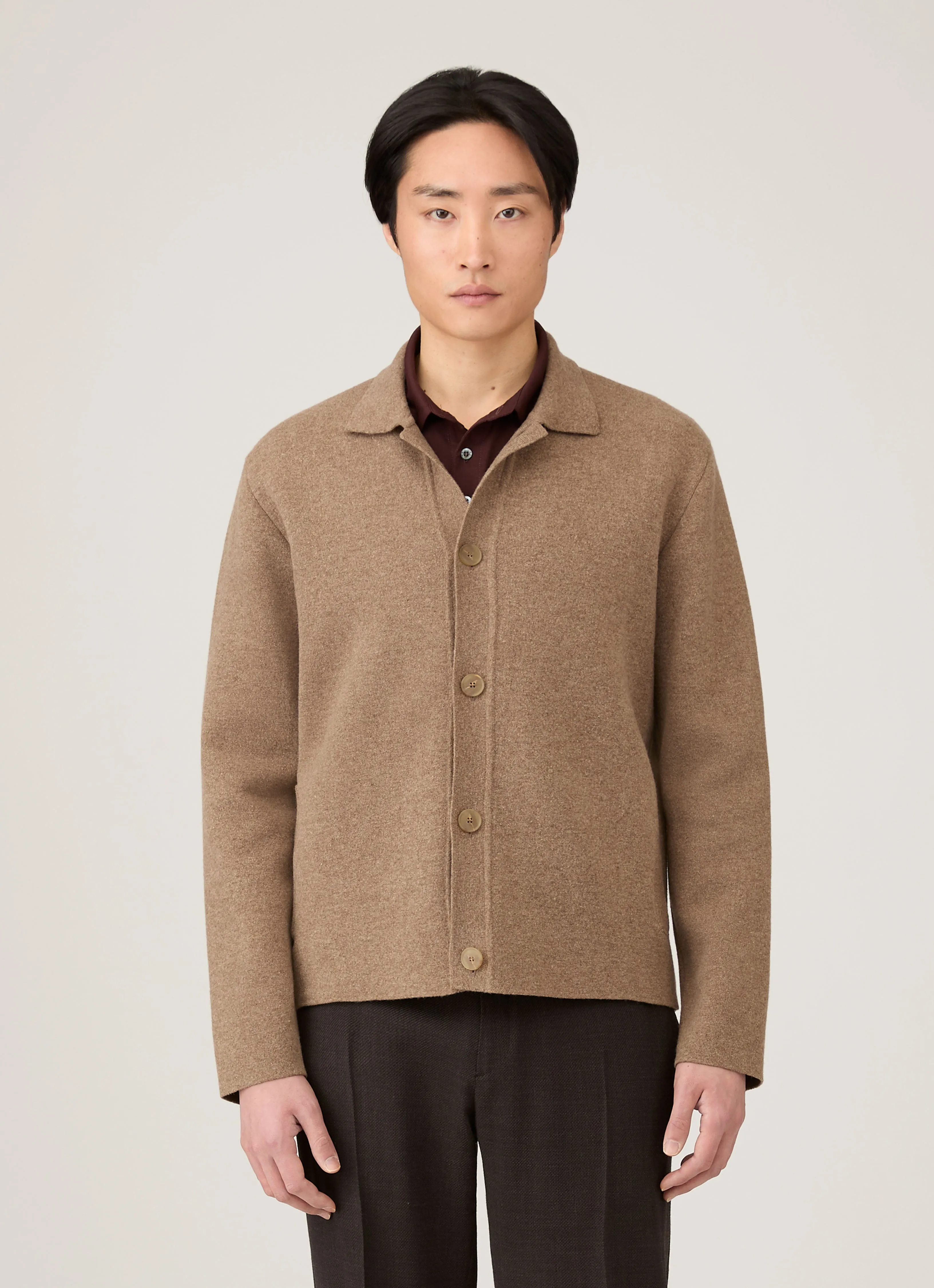 FastDrying Textured Weave Circular Knit Technology Men's Double Faced Jacket in Mink