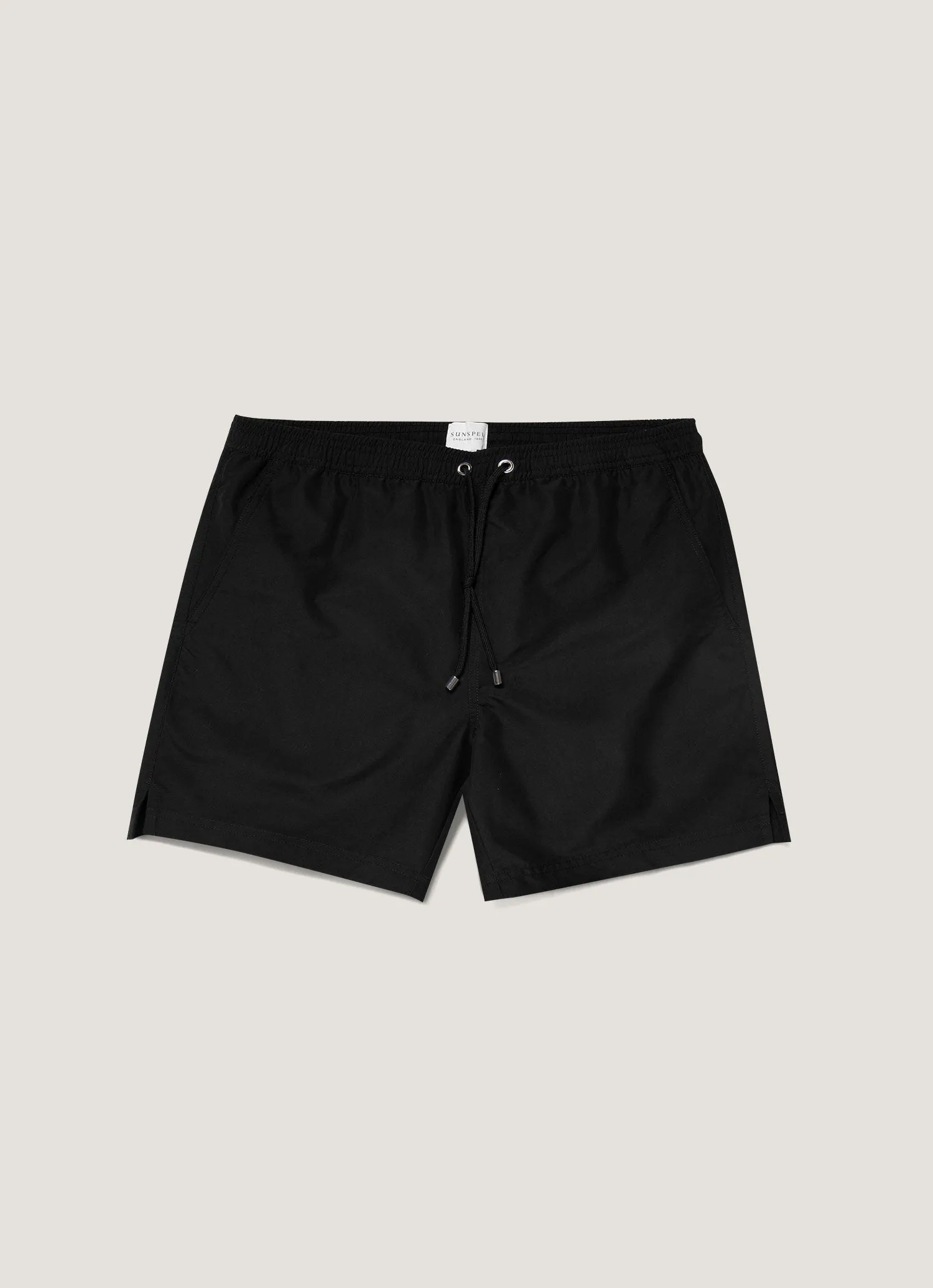 Men's Drawstring Swim Shorts in Black Minimal Fit WrinkleFreeFabric