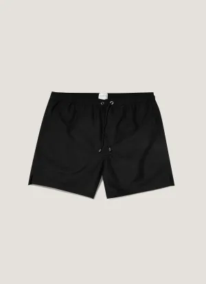 Men's Drawstring Swim Shorts in Black Minimal Fit WrinkleFreeFabric