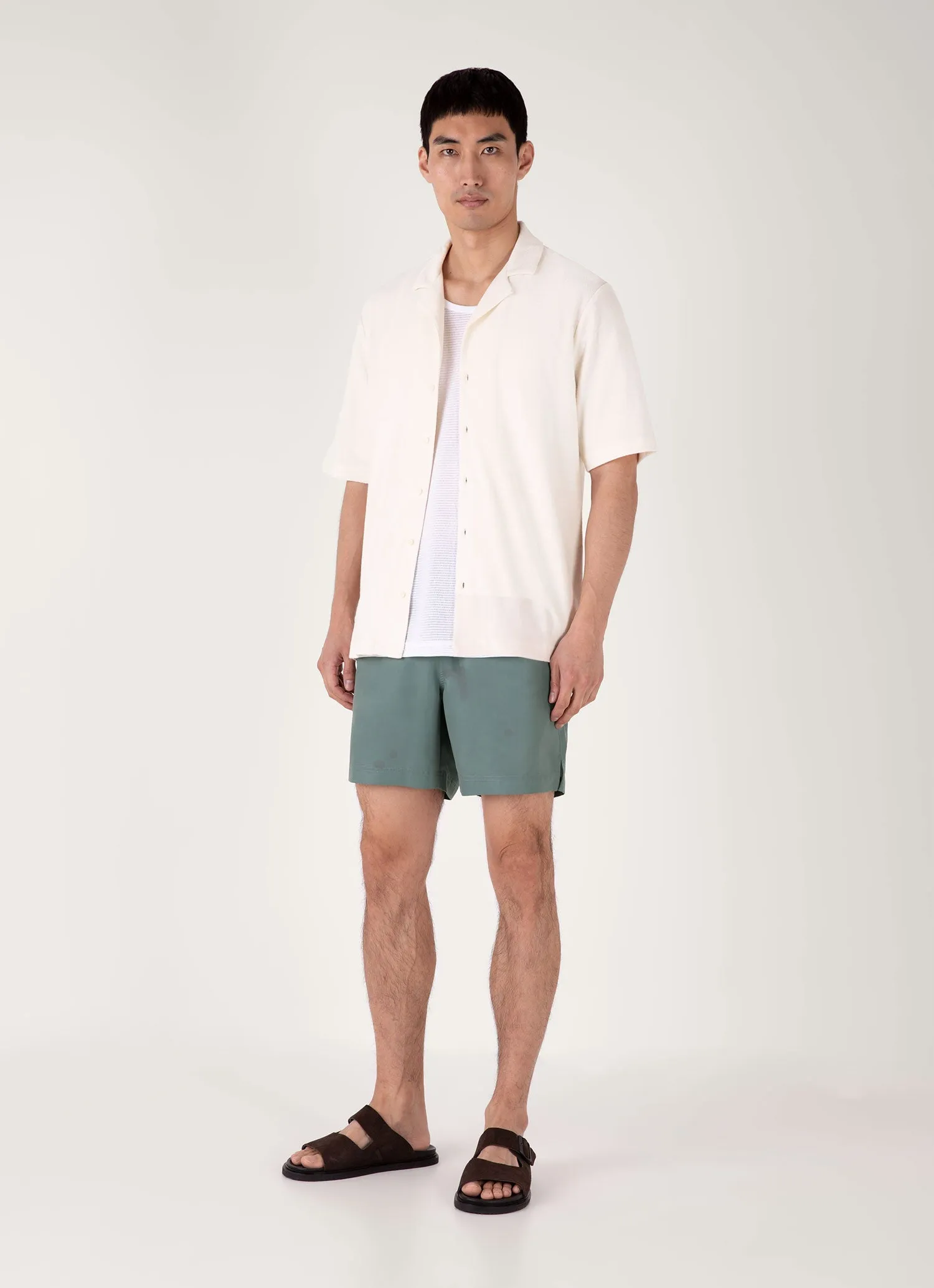 Men's Drawstring Swim Shorts in Dusk Green Cozy Style