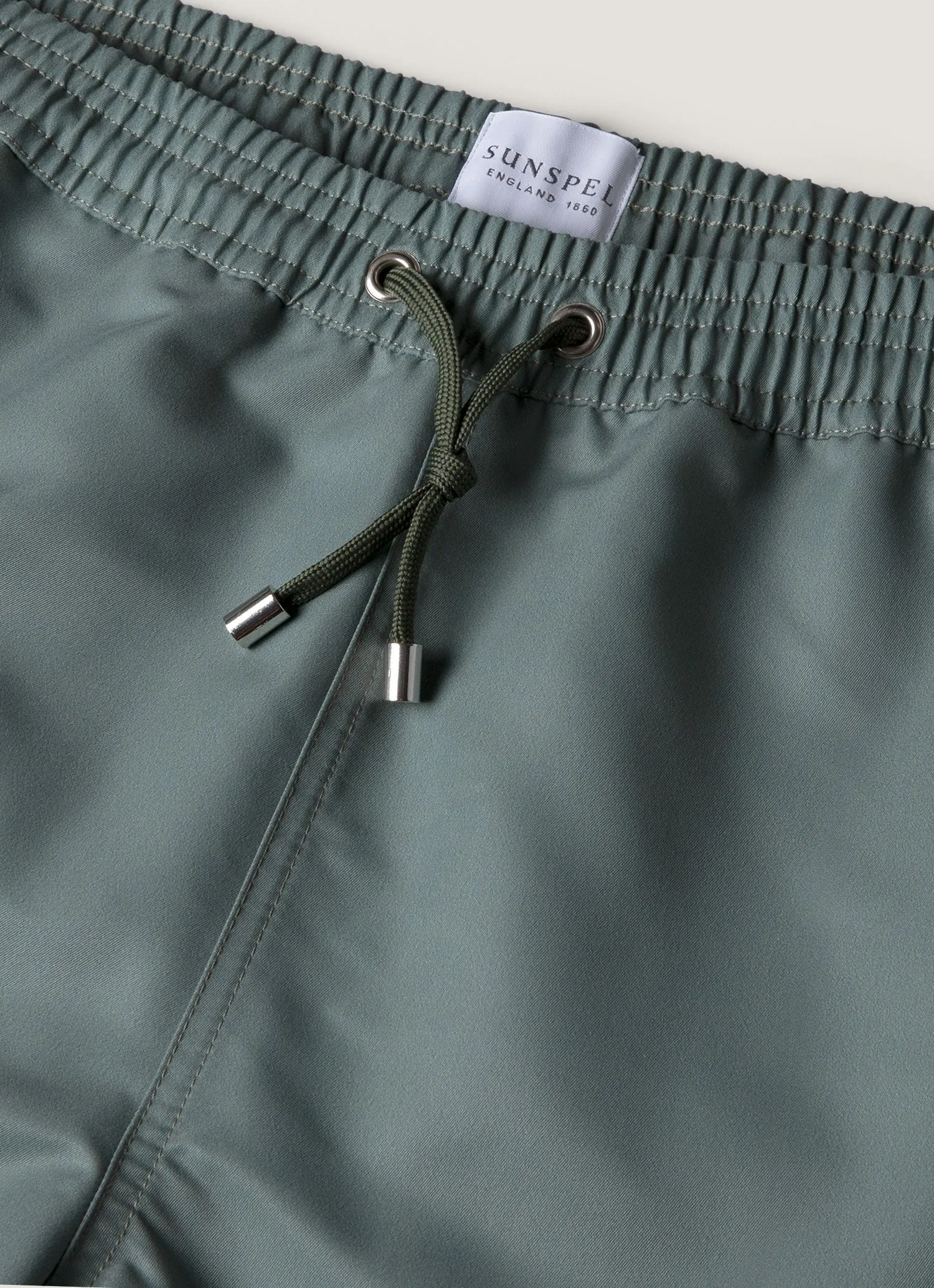 Side Pockets Men's Drawstring Swim Shorts in Dusk Green