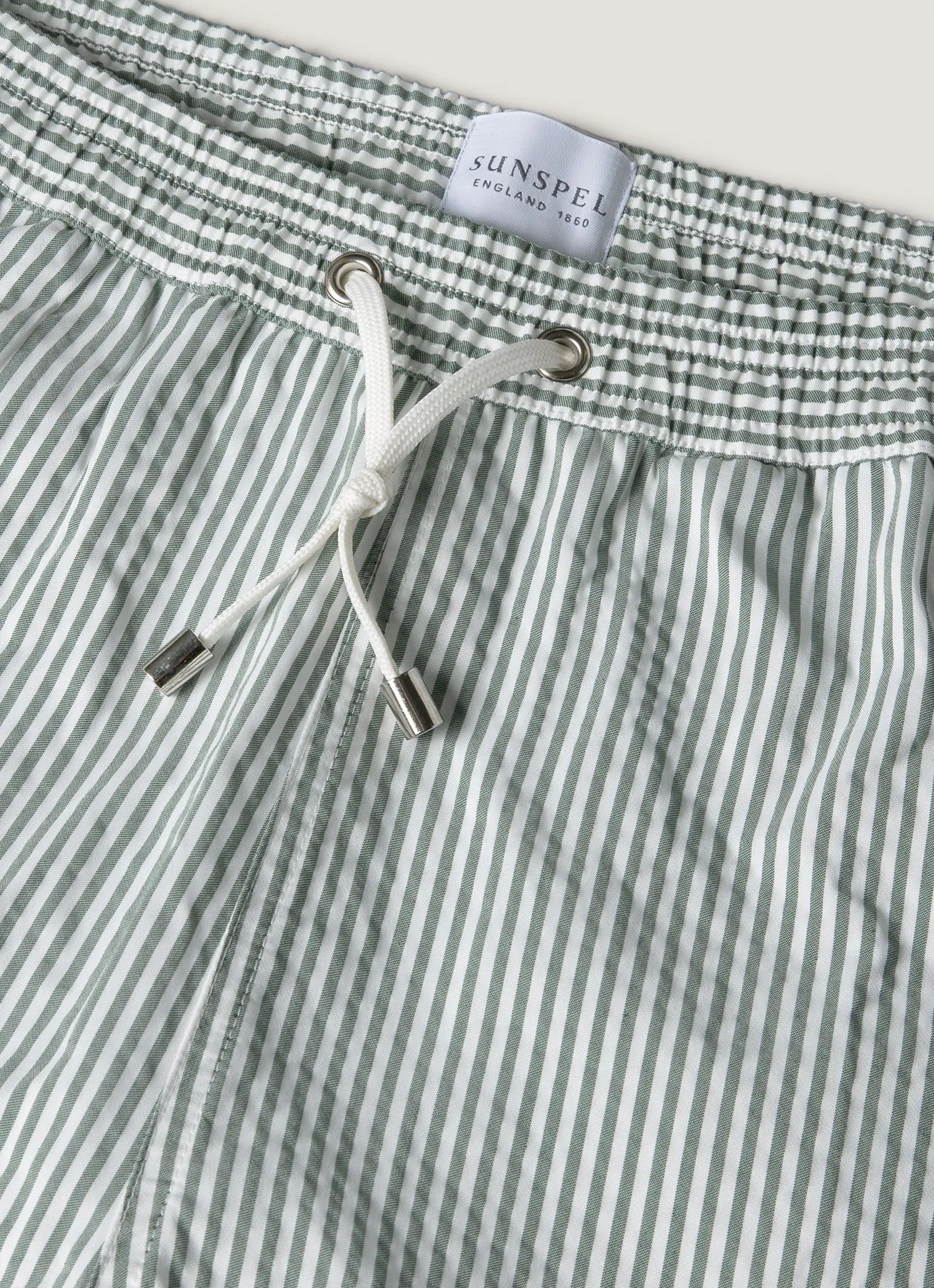 Men's Drawstring Swim Shorts in Dusk Green/White Travel Ready