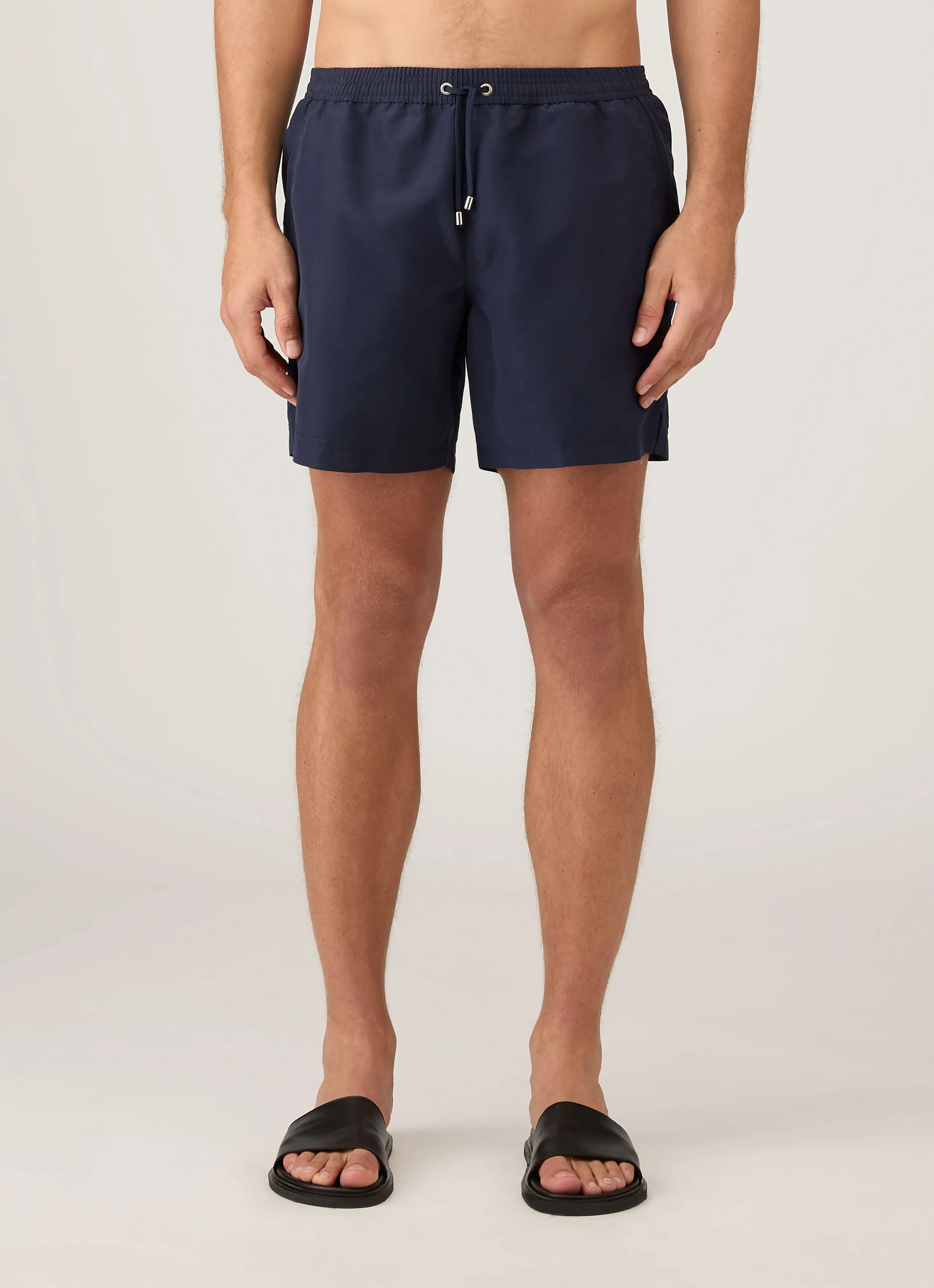 Men's Drawstring Swim Shorts in Navy Quick Access Pockets Anti-bacterial