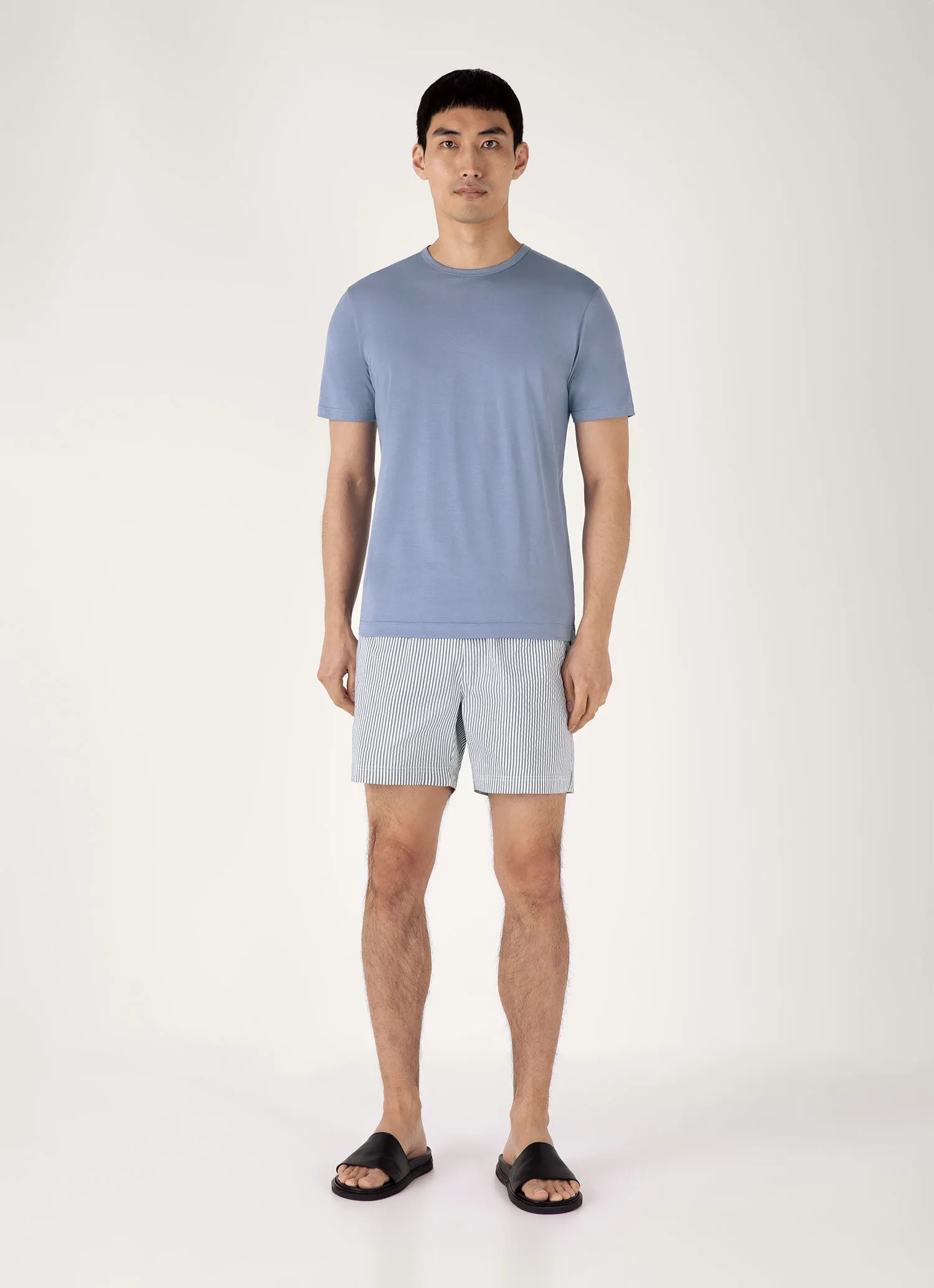 Men's Drawstring Swim Shorts in Navy/White Effortless Fit
