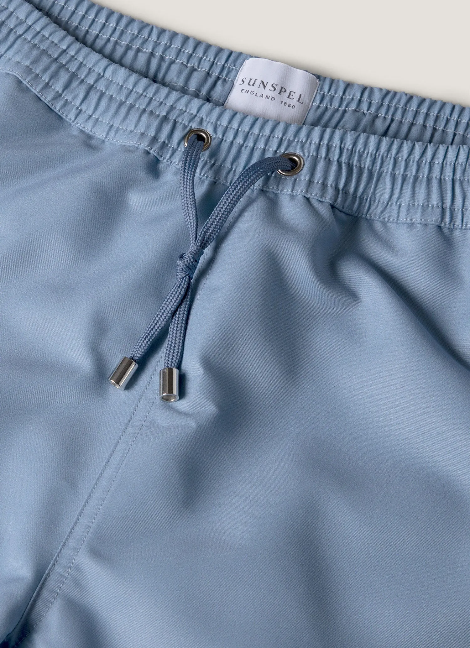 Windproof Design Neutral Tones Men's Drawstring Swim Shorts in Vintage Blue