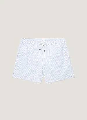 Festival wear Men's Drawstring Swim Shorts in White/Cool Blue