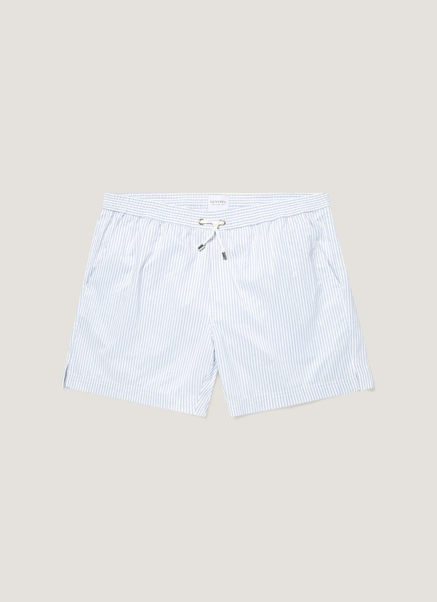 Festival wear Men's Drawstring Swim Shorts in White/Cool Blue