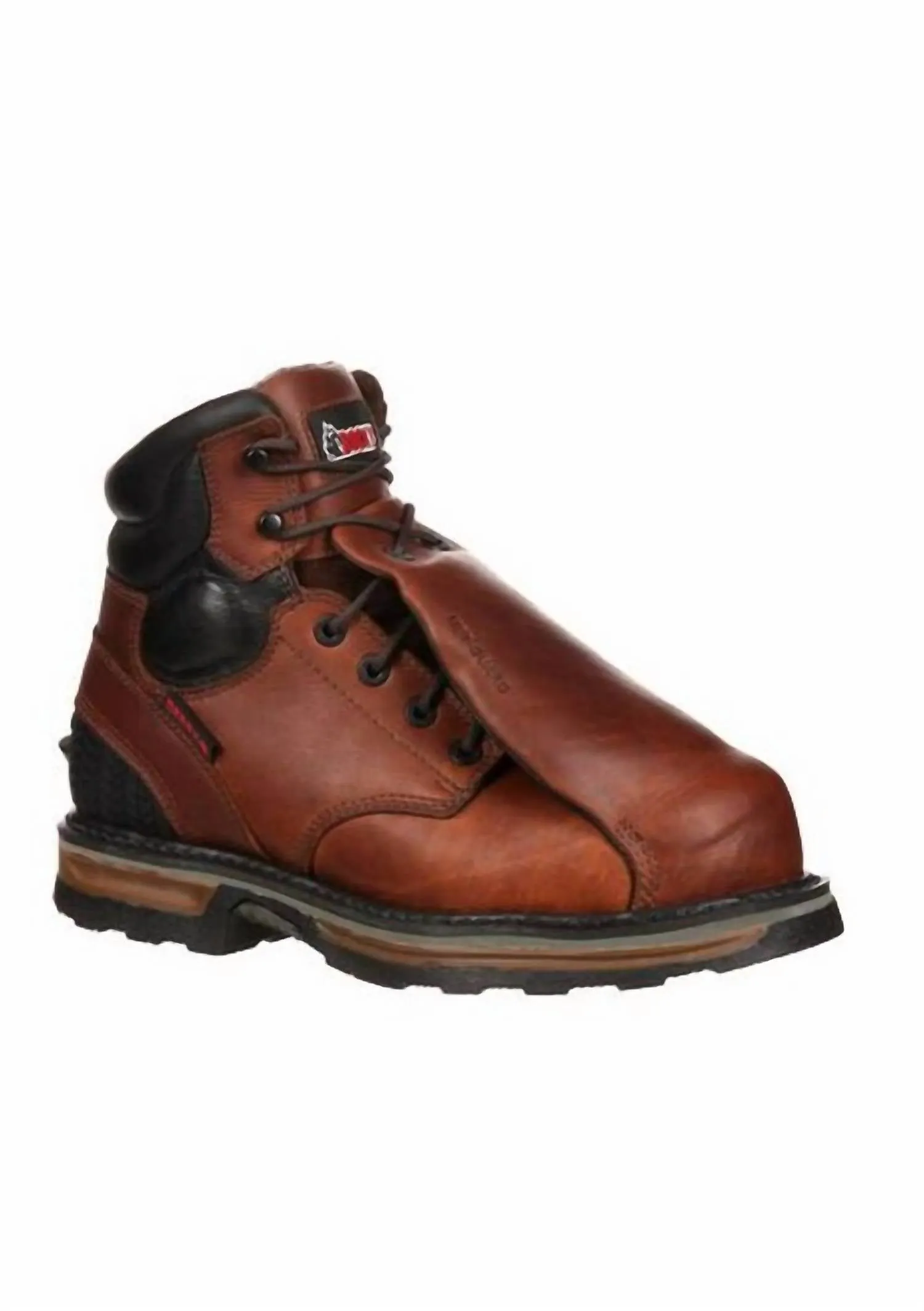 Men's Elements Steel Waterproof Steel Toe Met-Guard Work Boot - Wide Width In Brown Look Sharp