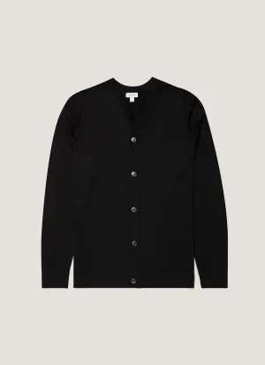 Men's Extra-Fine Merino Cardigan in Black Ready Style