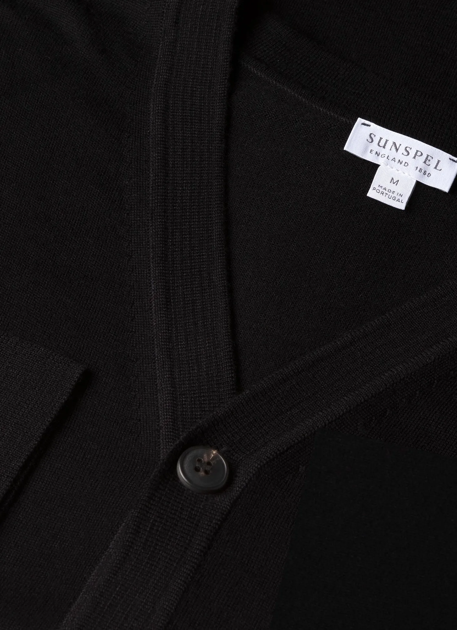 Men's Extra-Fine Merino Cardigan in Black Soft Texture Street Ready