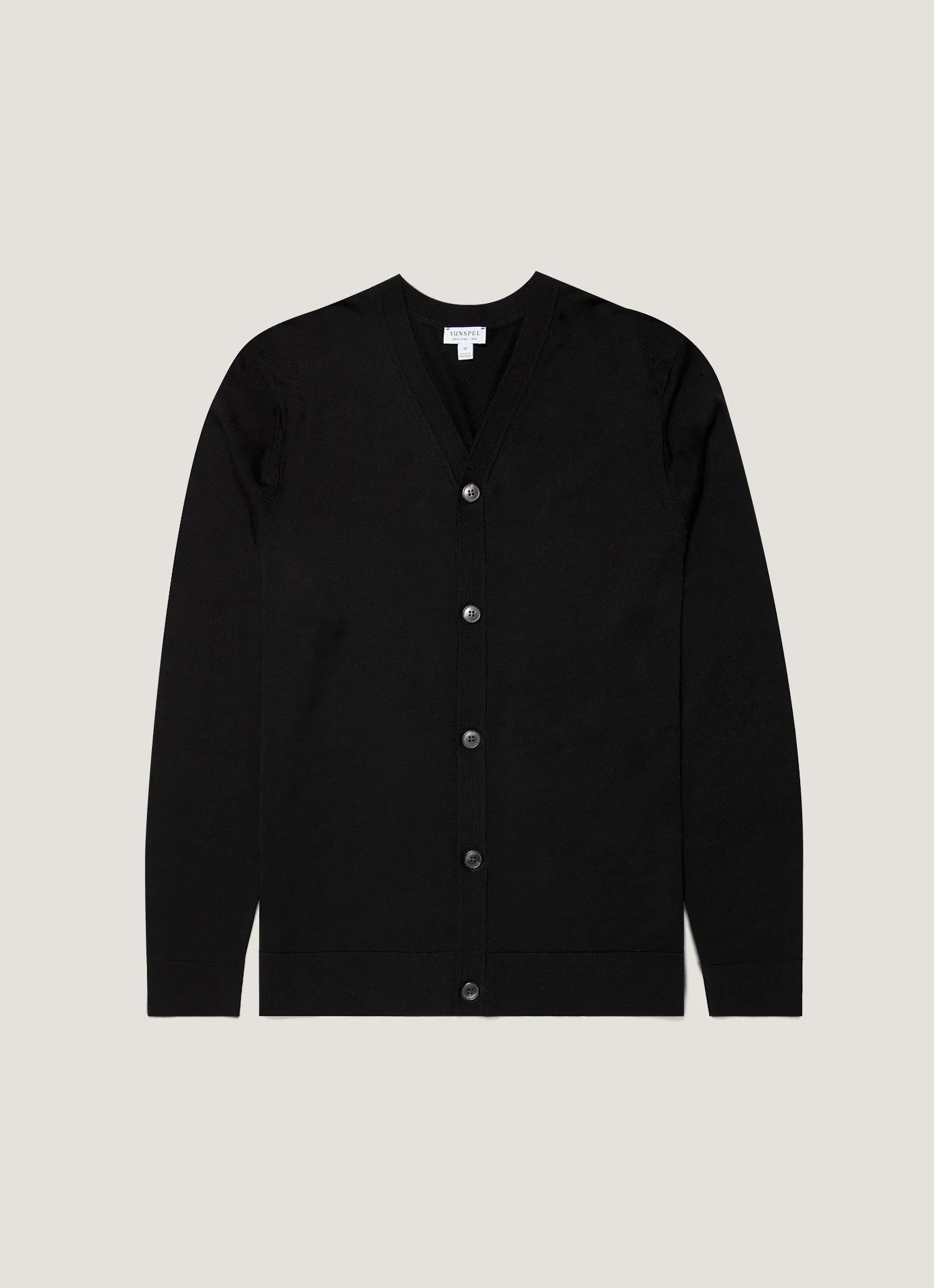 Men's Extra-Fine Merino Cardigan in Black Ready Style