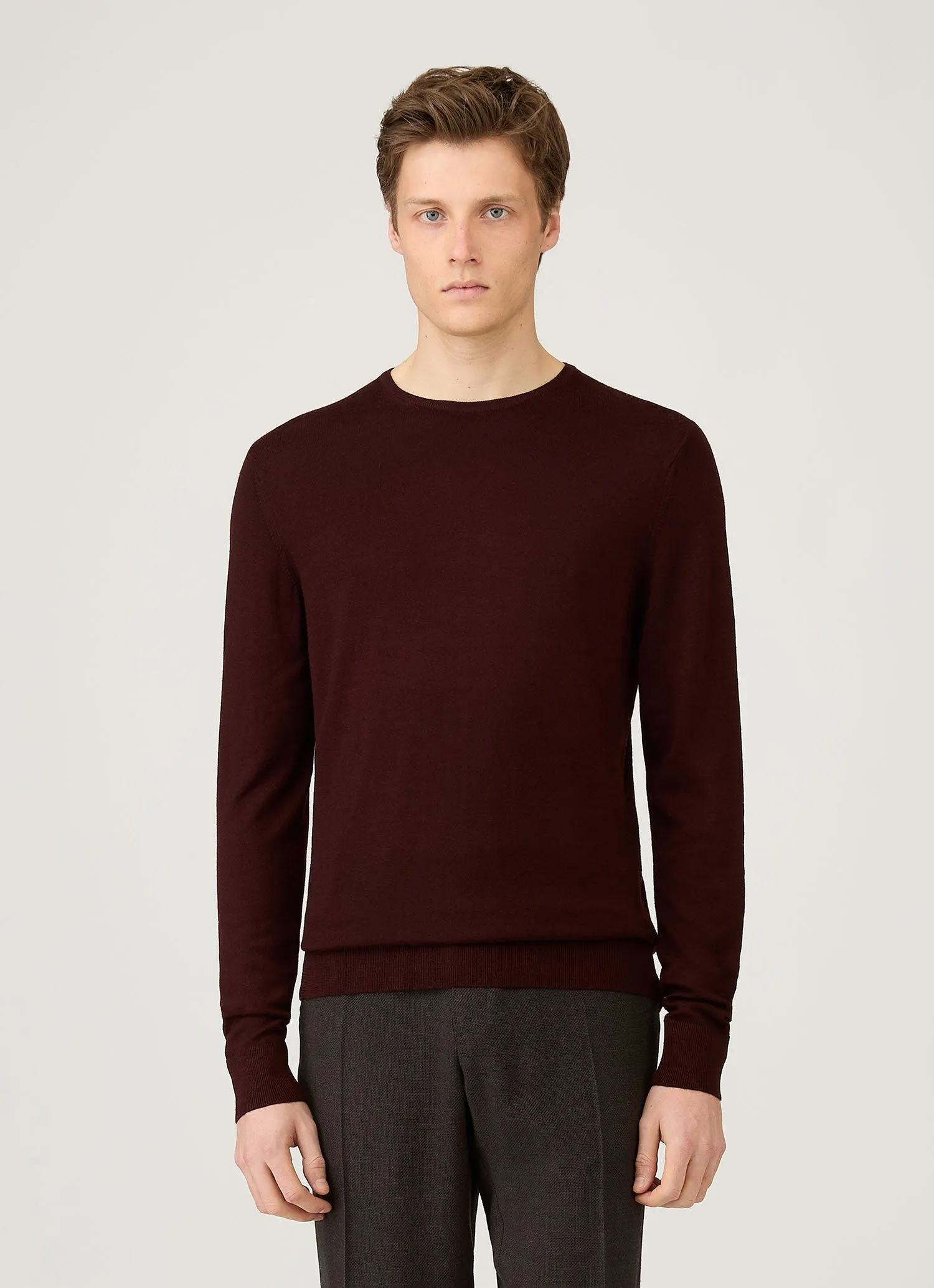 Men's Extra-Fine Merino Crew Neck in Bakelite Hypoallergenic Yarn Non Restrictive