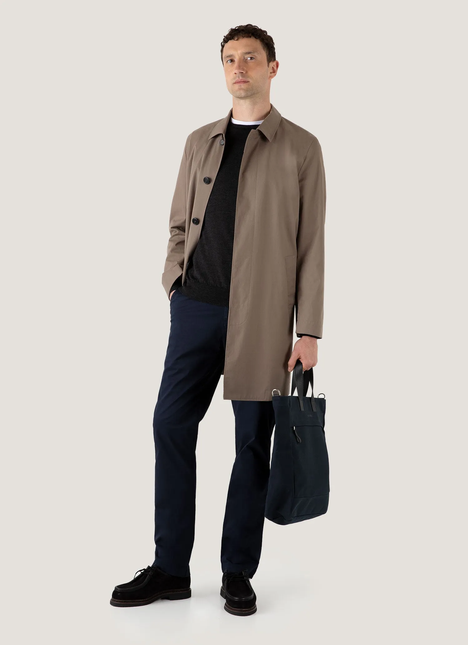 Men's Extra-Fine Merino Crew Neck in Charcoal Melange Quick Dressing