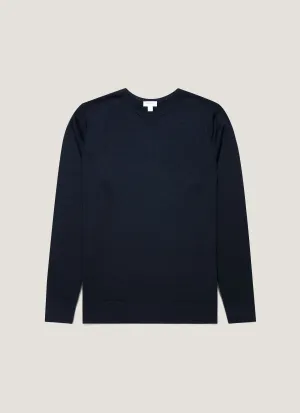 Men's Extra-Fine Merino Crew Neck in Navy Street Casual Style