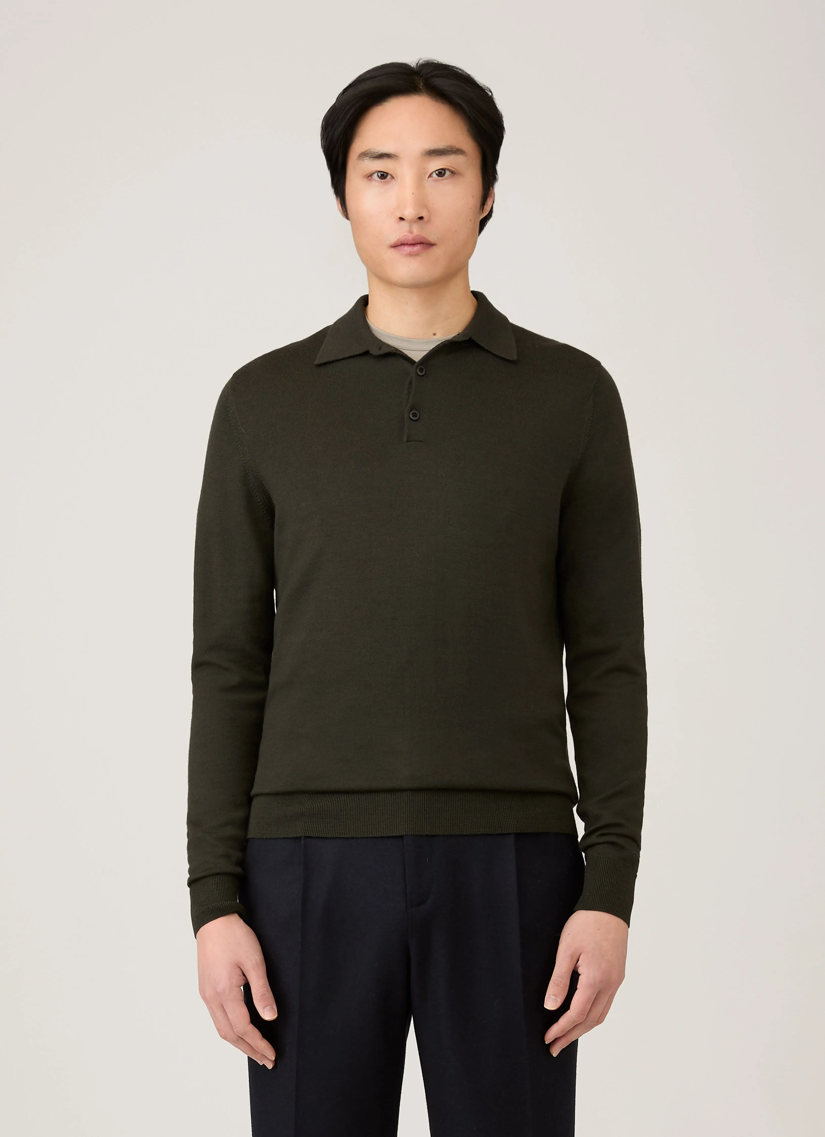 Cool Layer Men's Extra-Fine Merino Polo Shirt in Dark Green