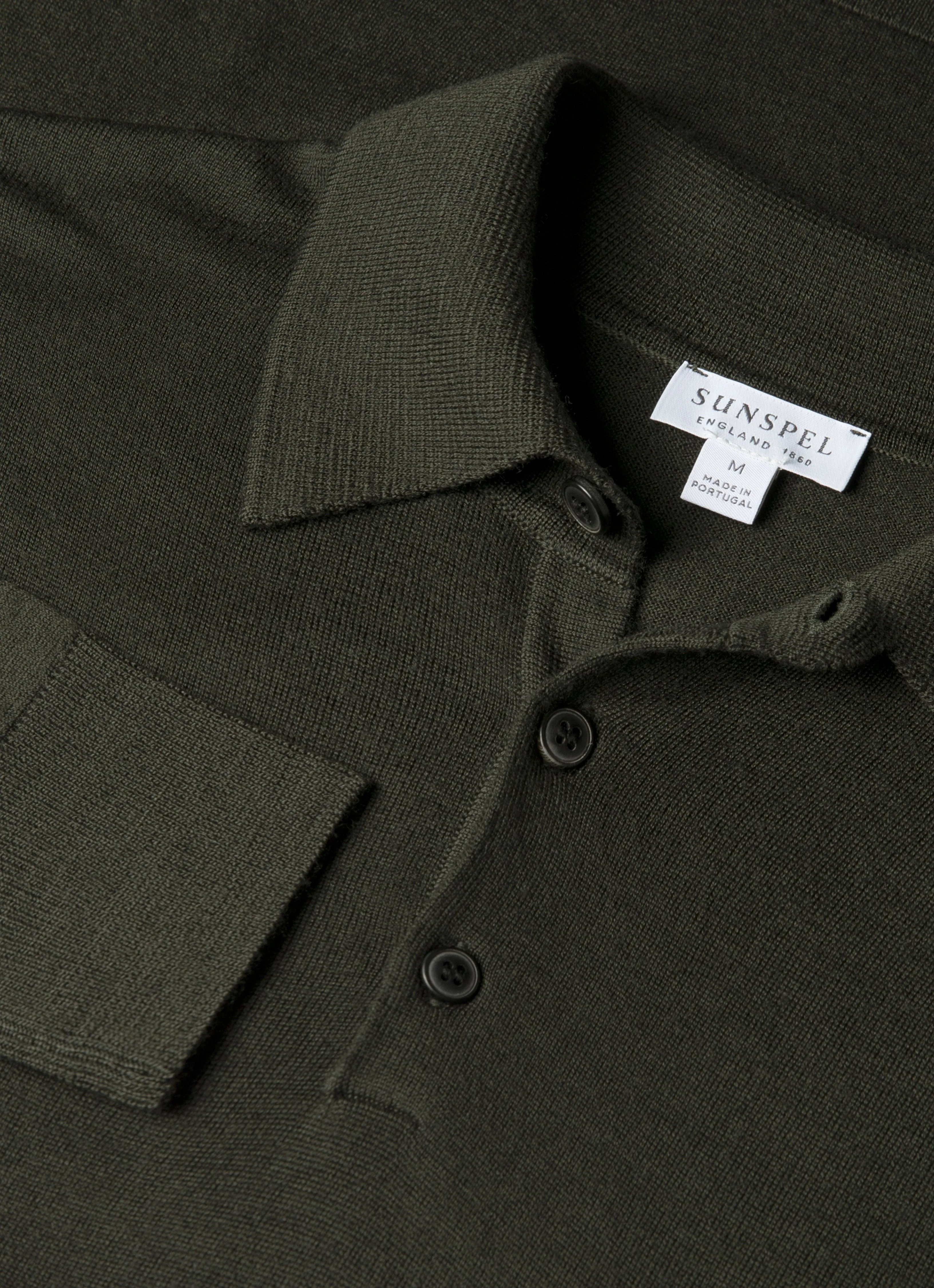 Men's Extra-Fine Merino Polo Shirt in Dark Green Modern Warmth Thermoregulating Technology