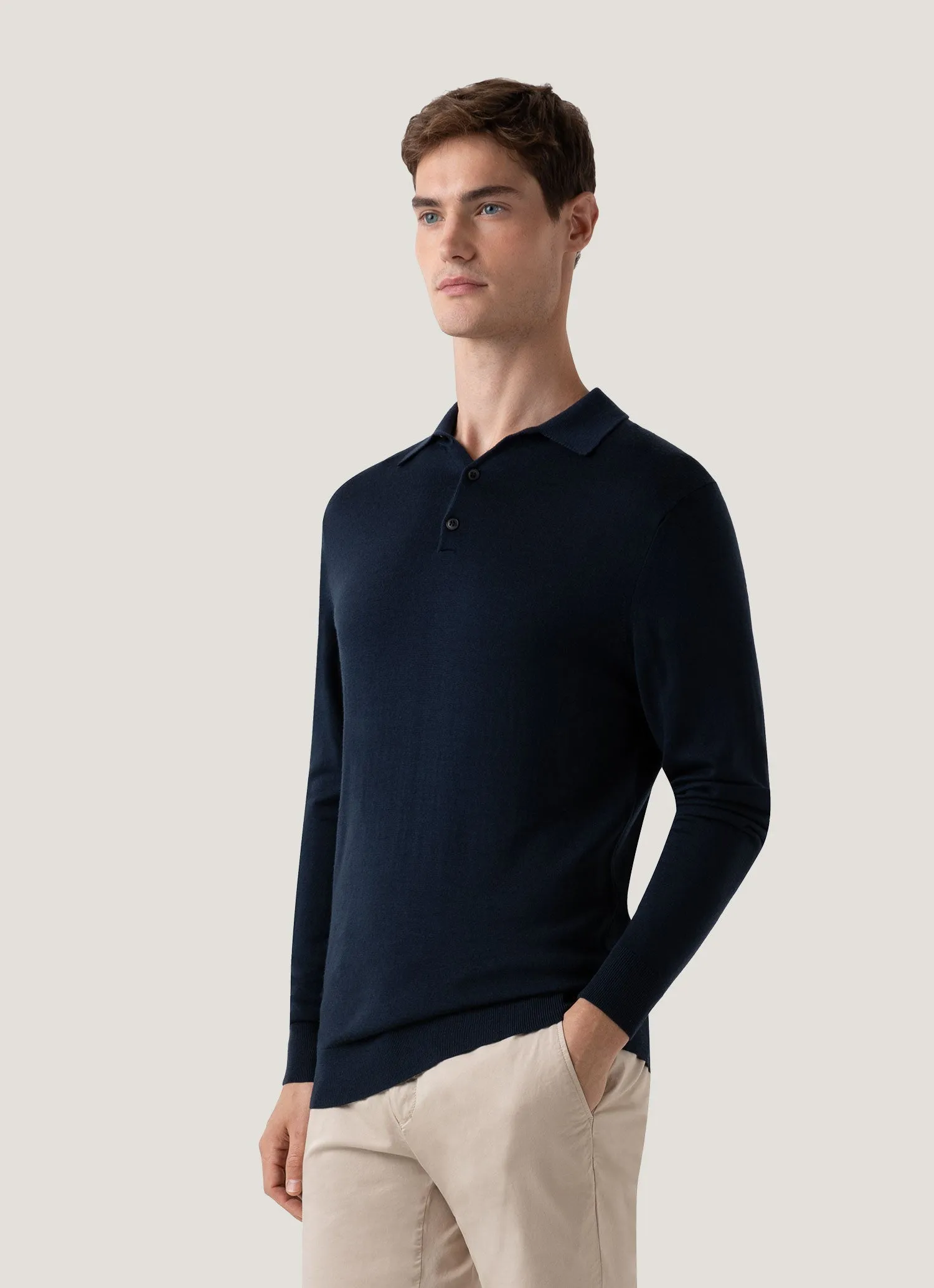 Everyday Pair Men's Extra-Fine Merino Polo Shirt in Light Navy