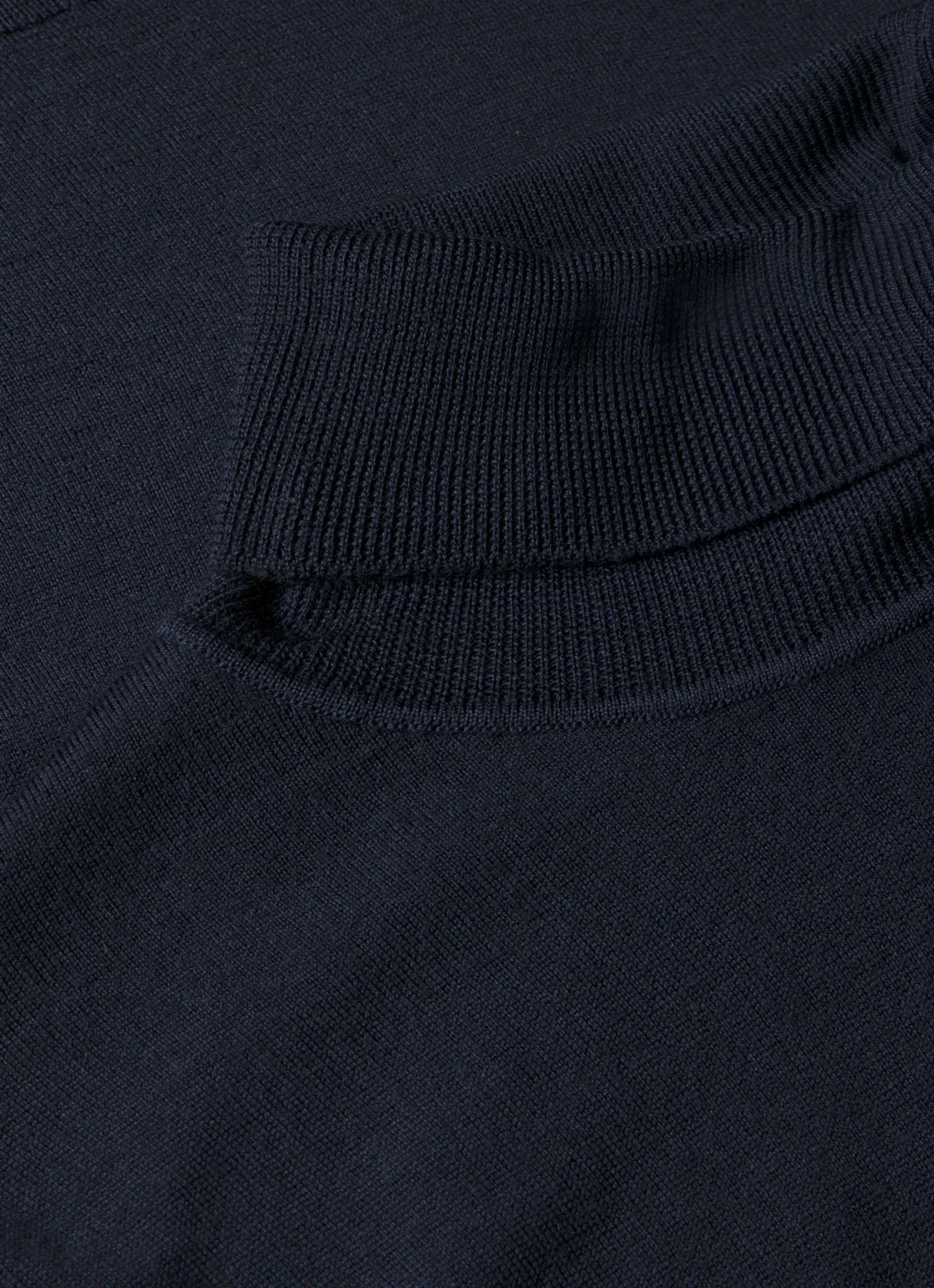 Men's Extra-Fine Merino Roll Neck in Navy Recycled Fiber Classic Casual