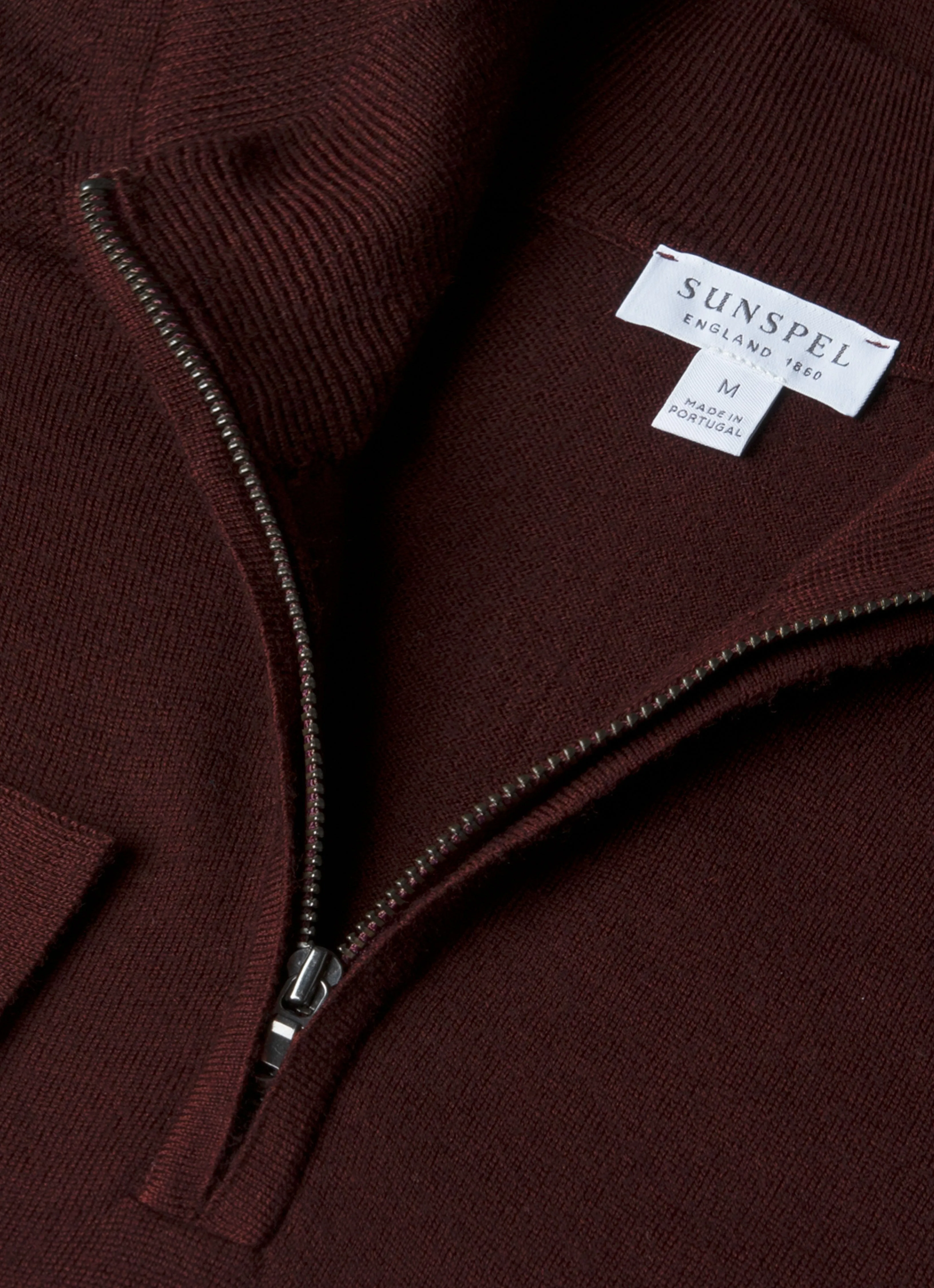 Layering Piece Non Restrictive Cuff Men's Extra-Fine Merino Zip Neck in Bakelite