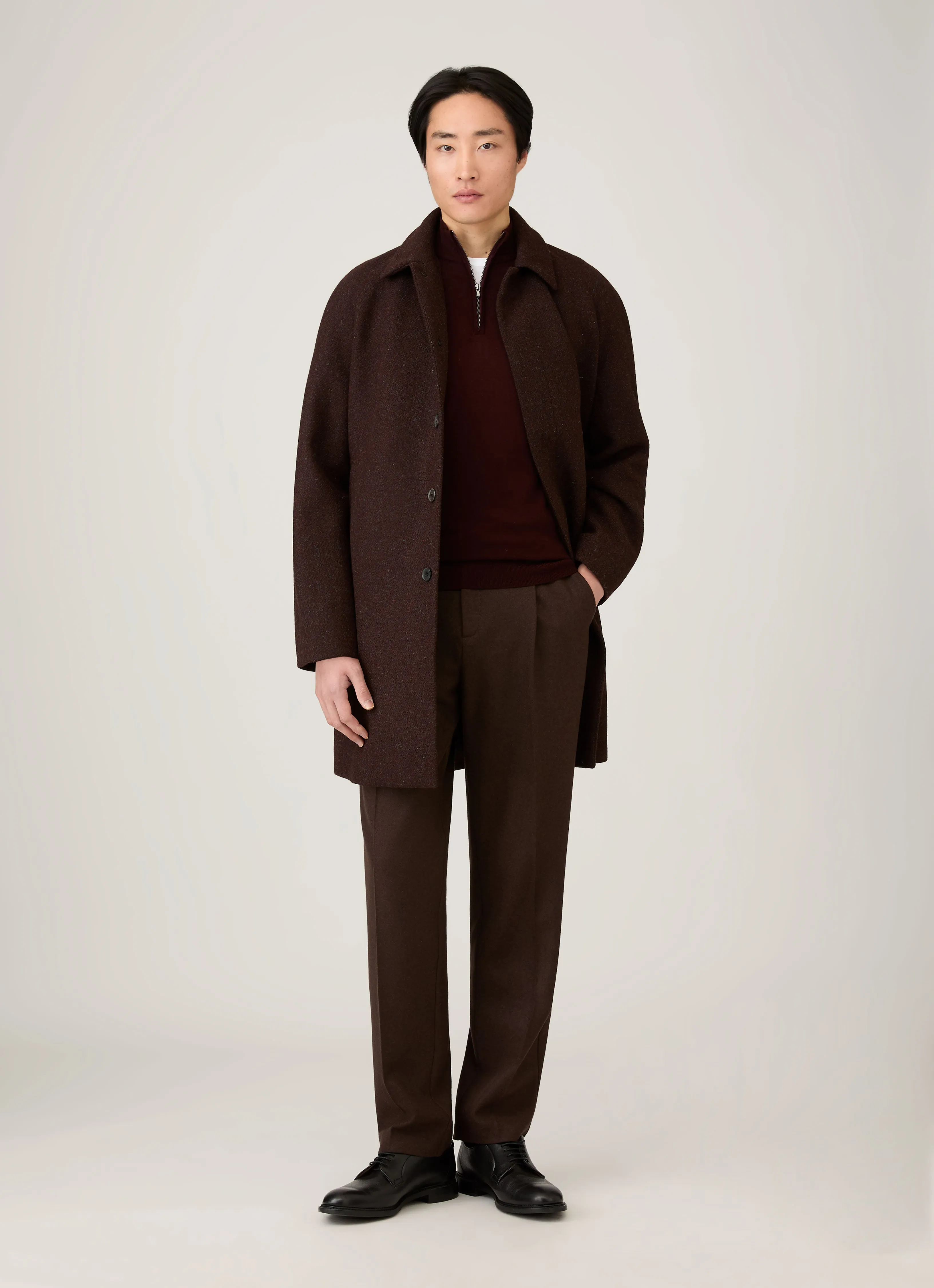 Men's Extra-Fine Merino Zip Neck in Bakelite Bamboo Fiber Composition