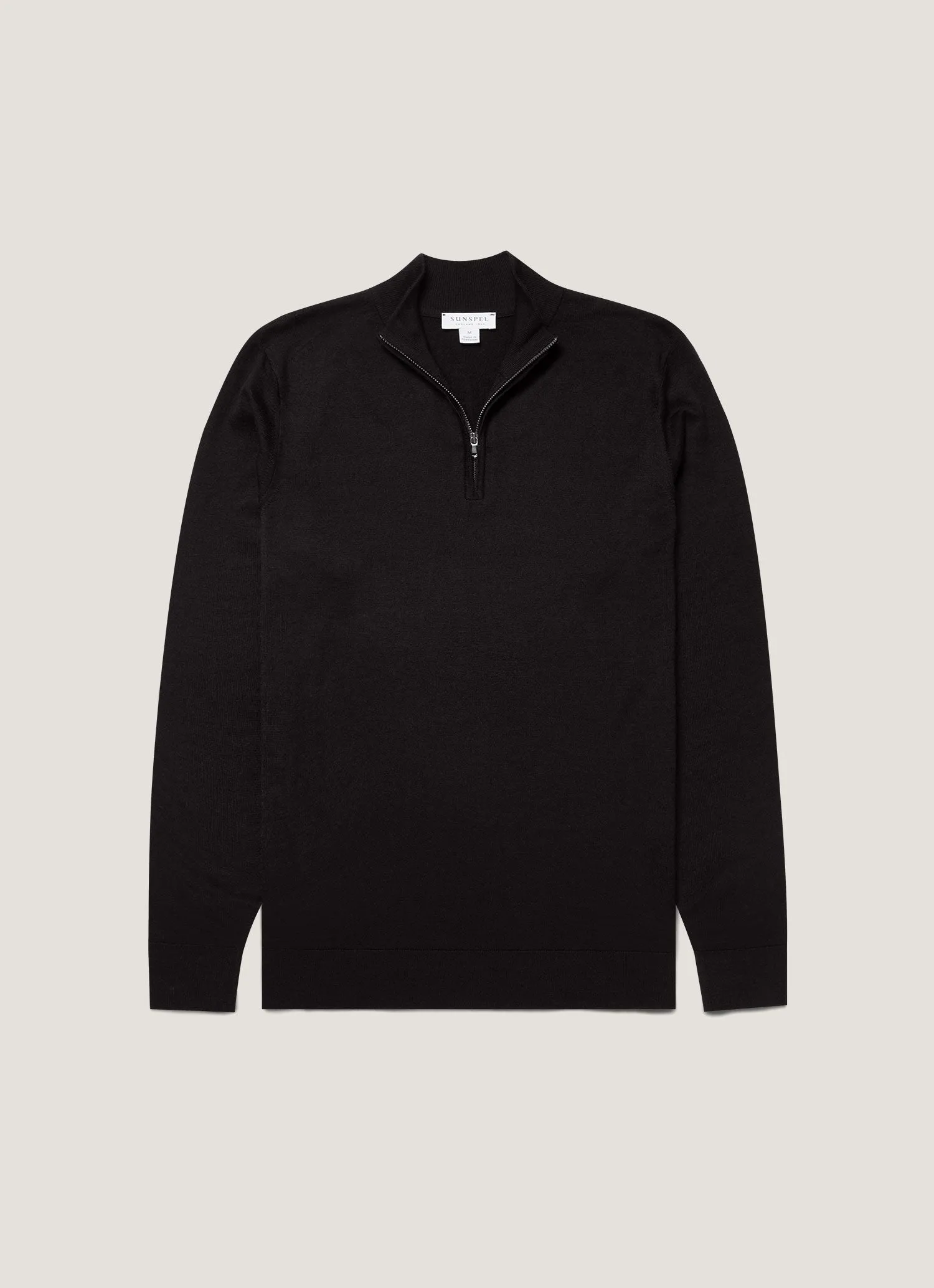 Men's Extra-Fine Merino Zip Neck in Black Bold Simplicity